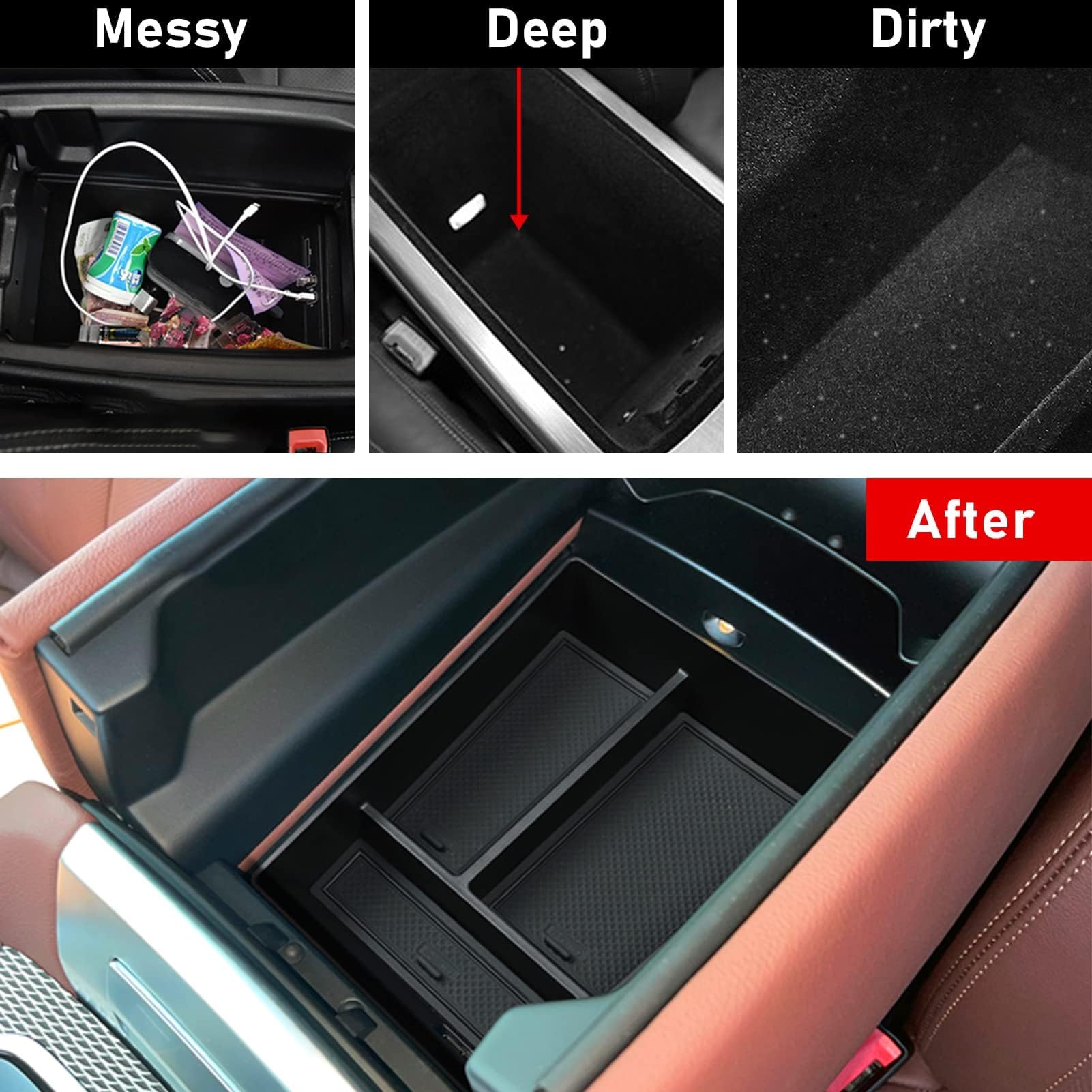 Jaronx BMW X5 G05/X6 G06/X7 G07 Console Organizer Tray - Black Storage Solution for 2019-2024 Models