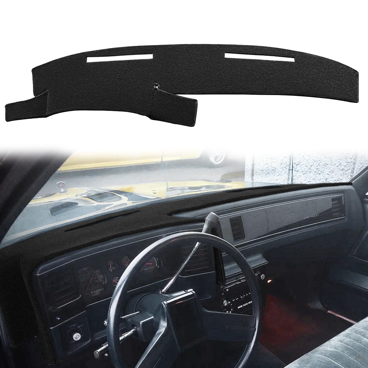Fcovergurus Dash Cover Mat Custom Fit For 1981-1988 Chevy Chevrolet Monte Carlo,El Camino,Malibu/Gmc Caballero,Dashboard Cover Cap Pad Carpet Protector F120 (Black)