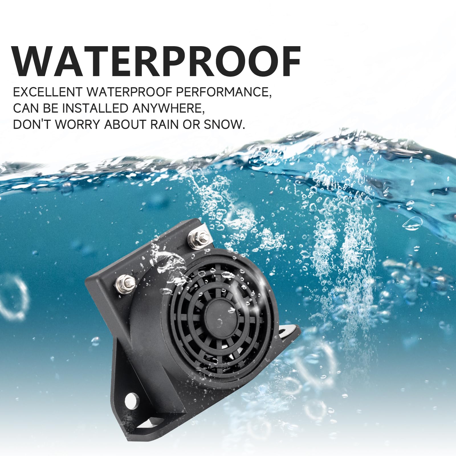 Car Back-Up Alarm, 107Db 12V-48V Dc Waterproof Industrial Heavy-Duty Backup Reverse Warning Alarm With Super Loud Beeper Tone For Truck Van Freight Car Lorry Heavy Vehicles Banhao