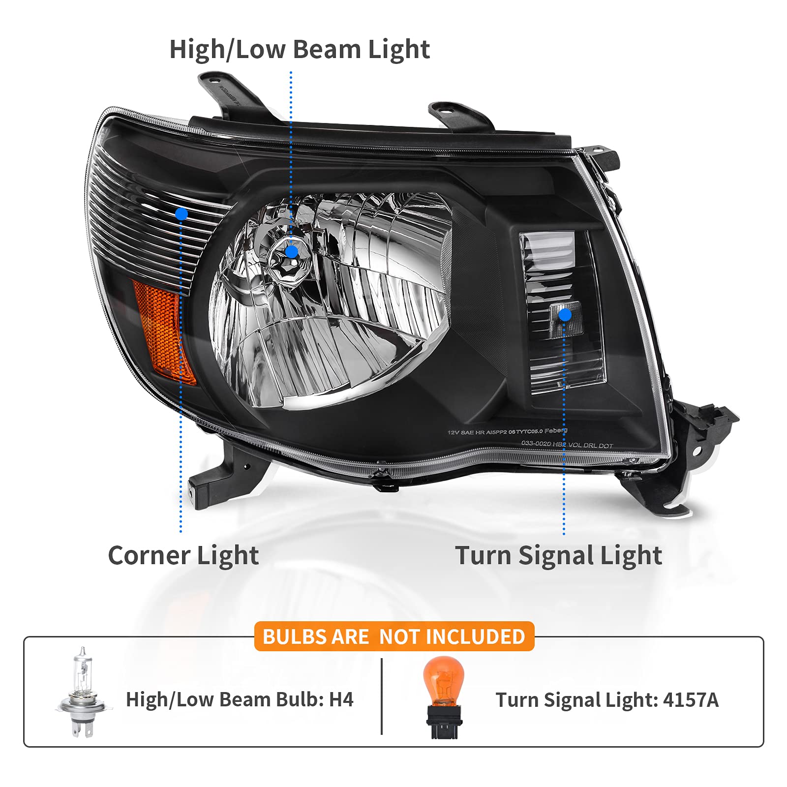 Dwvo Headlights Assembly Compatible With Tacoma 2005 2006 2007 2008 2009 2010 2011 Black Housing Clear Lens Headlamp