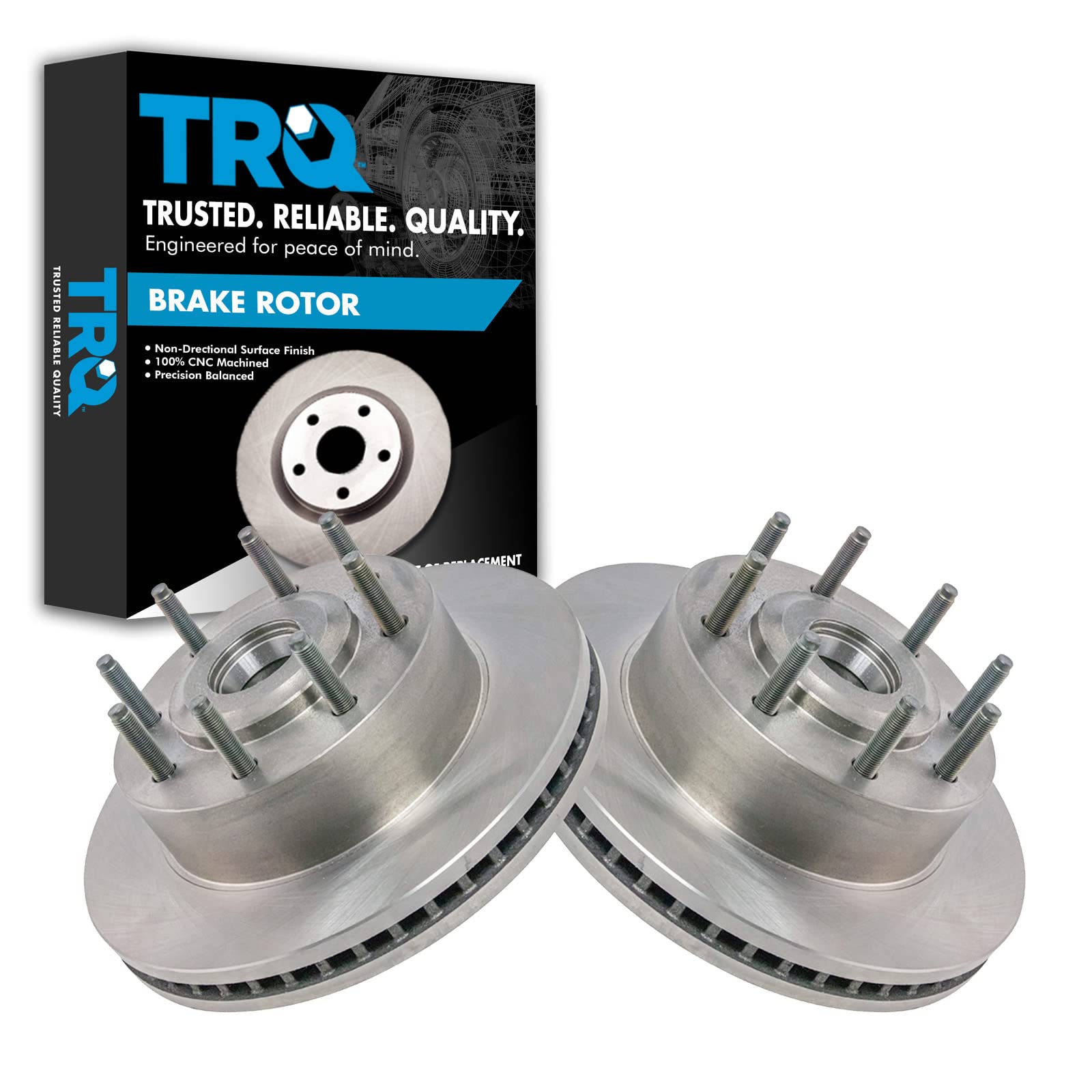 Trq Front Brake Rotors Set Vented Compatible With 2005-2007 Ford F-250 Super Duty F-350 Super Duty