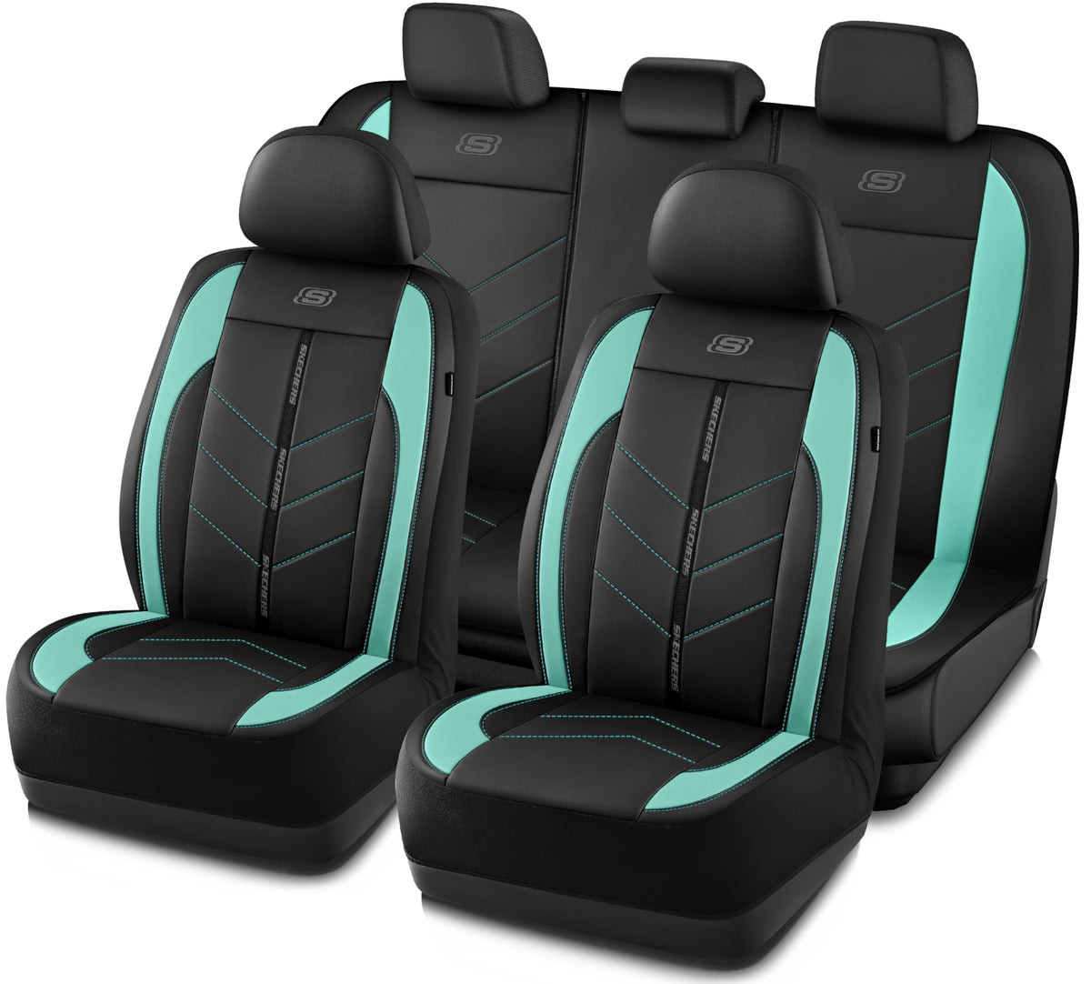 Skechers Car Seat Covers,Luxury Faux Leather Seat Covers,Waterproof Anti Slip Car Seat ProtectorFull Set,Car Accessories Airbag 