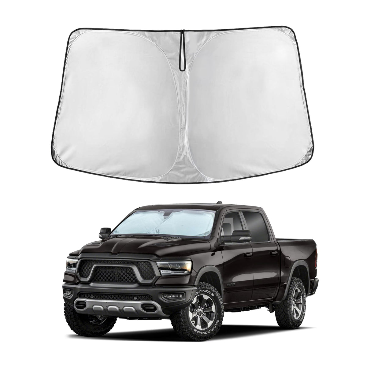 For Ram Pickup Truck 2019-2024 2025Econour Car Windshield Sunshade Compatible - Front Window Sun Protector For Uv & Sun Heat - D