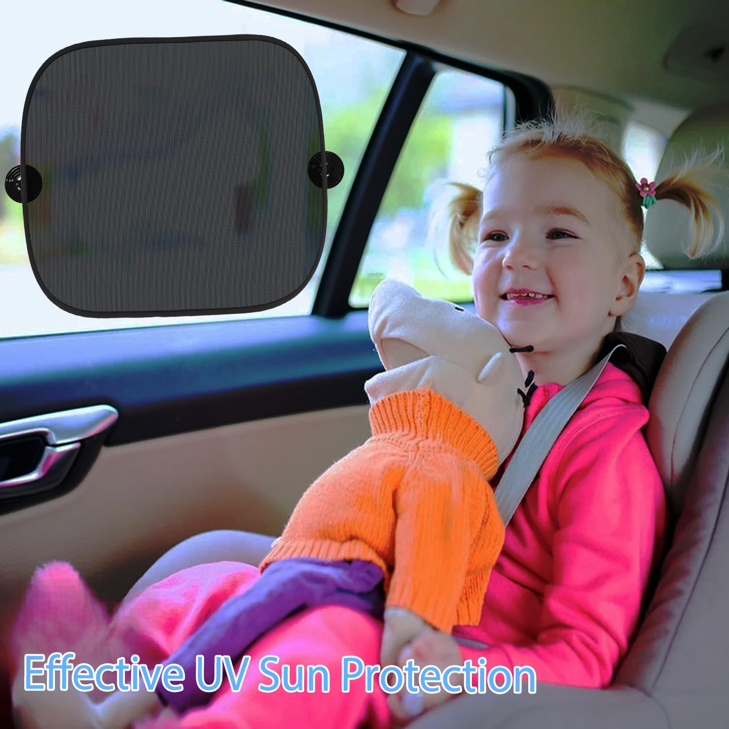 Car Window Shade for Baby (17''x14''), 2 Pack Car Window Shades, Sun Shade for Car Window Baby with Suction Cups, Complete Kids/