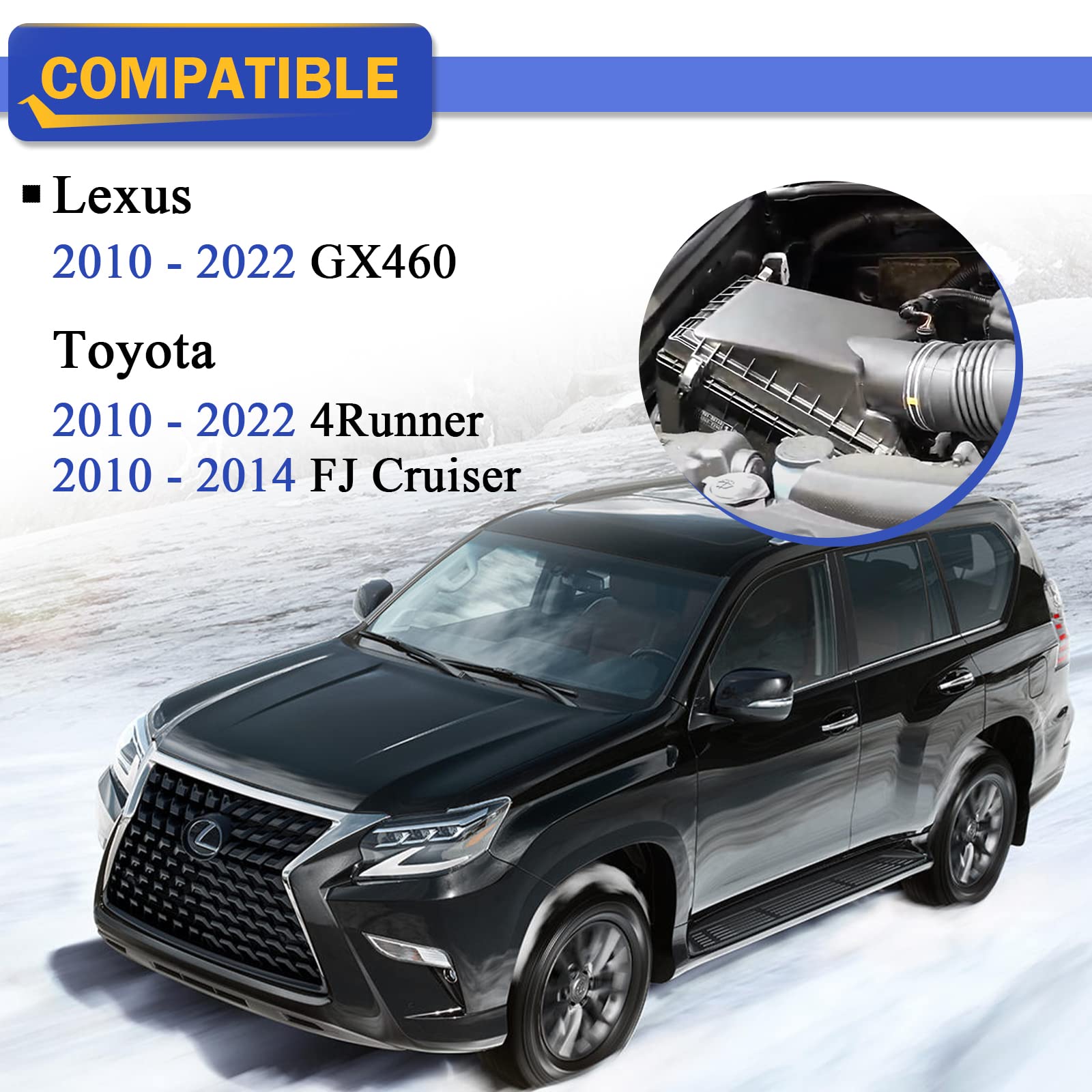 Engine Air Filter For 2010-2022 Toyota 4Runner V6 Fj Cruiser V6 / Lexus Gx460 V8 (Oem#Ca10835 17801-38050)