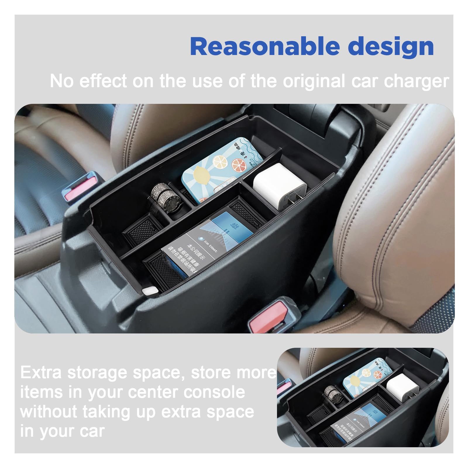 Carwiner Center Console Organizer For 2021-2025 Ford Bronco Sport Cx430 2020-2025 Ford Escape Tray Storage Box Armrest Interior