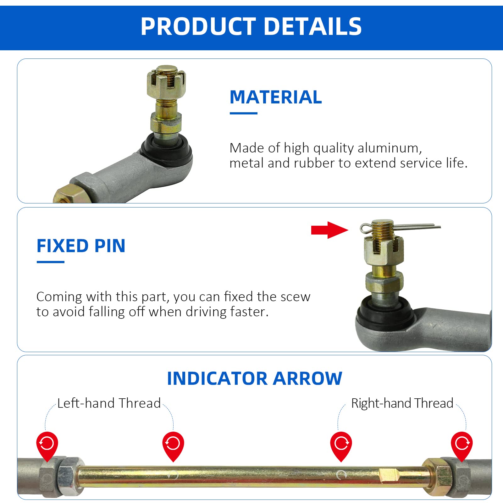 Left & Right Tie Rod Assy Sets For Honda Fourtrax 300 4X4 Trx300Fw 1988-2000 Fourtrax 300 2X4 Trx300 1993-2000