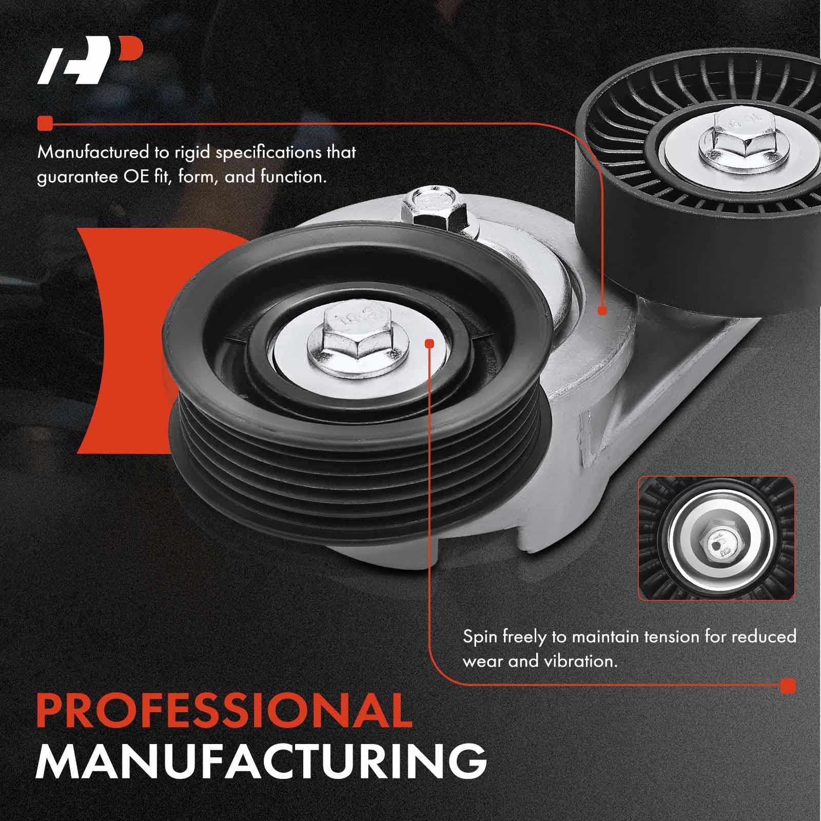 A-Premium Belt Tensioner Assembly With Pulley Compatible With Dodge Ram 1500 2002-2010, Dakota, Durango, Nitro & Jeep Grand Cher