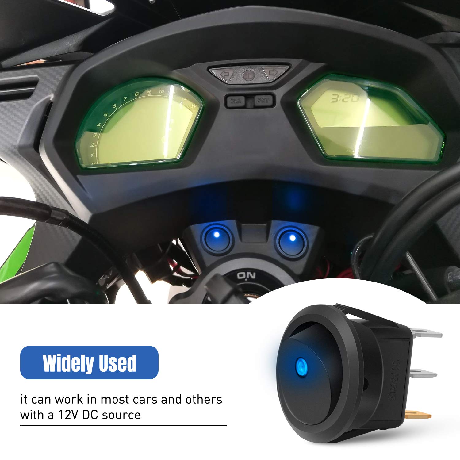 Nilight 12Pcs 12V Blue Round Toggle Led Switch 20A 12V Dc On/Off Spst For Car Truck Rocker On-Off Control