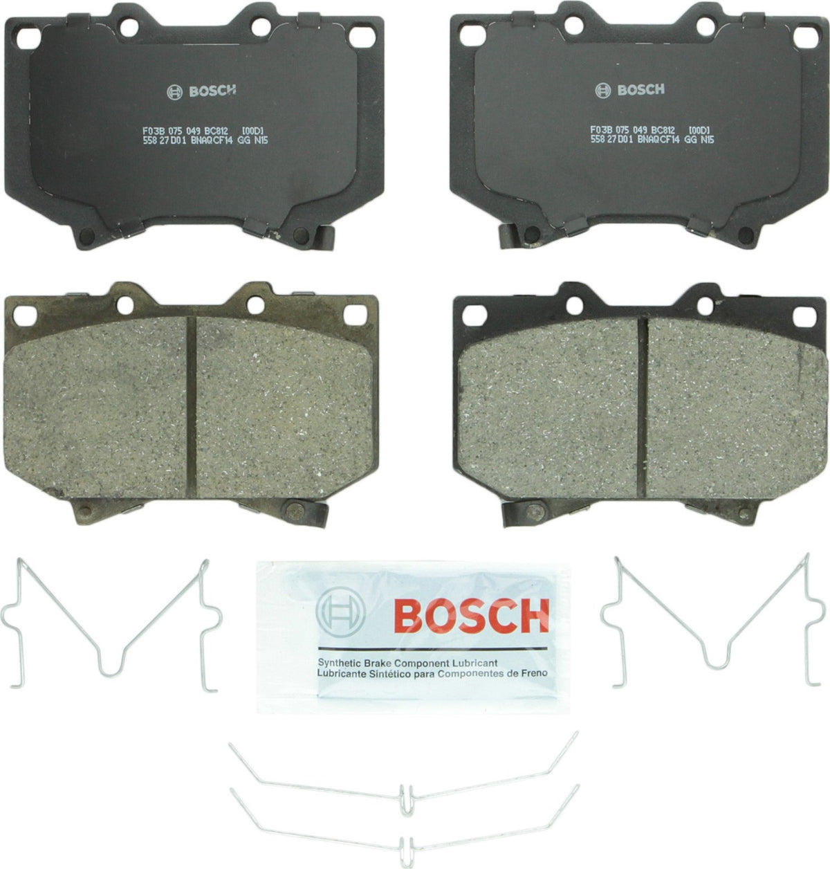 BOSCH BC812 QuietCast Premium Ceramic Disc Brake Pad Set - Compatible with Select Toyota Sequoia, Tundra; FRONT