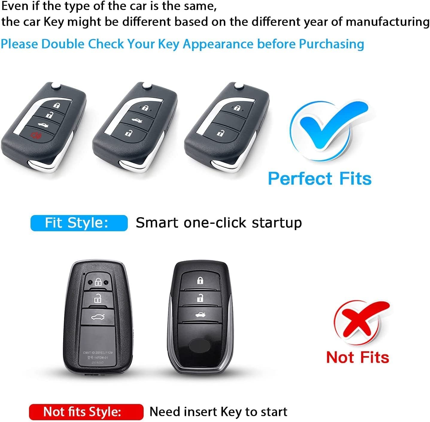 Qbuc For Toyota Key Fob Cover Compatible With Toyota Fortuner Tundra Camry Rav4 Highlander Corolla Smart Key Sliver