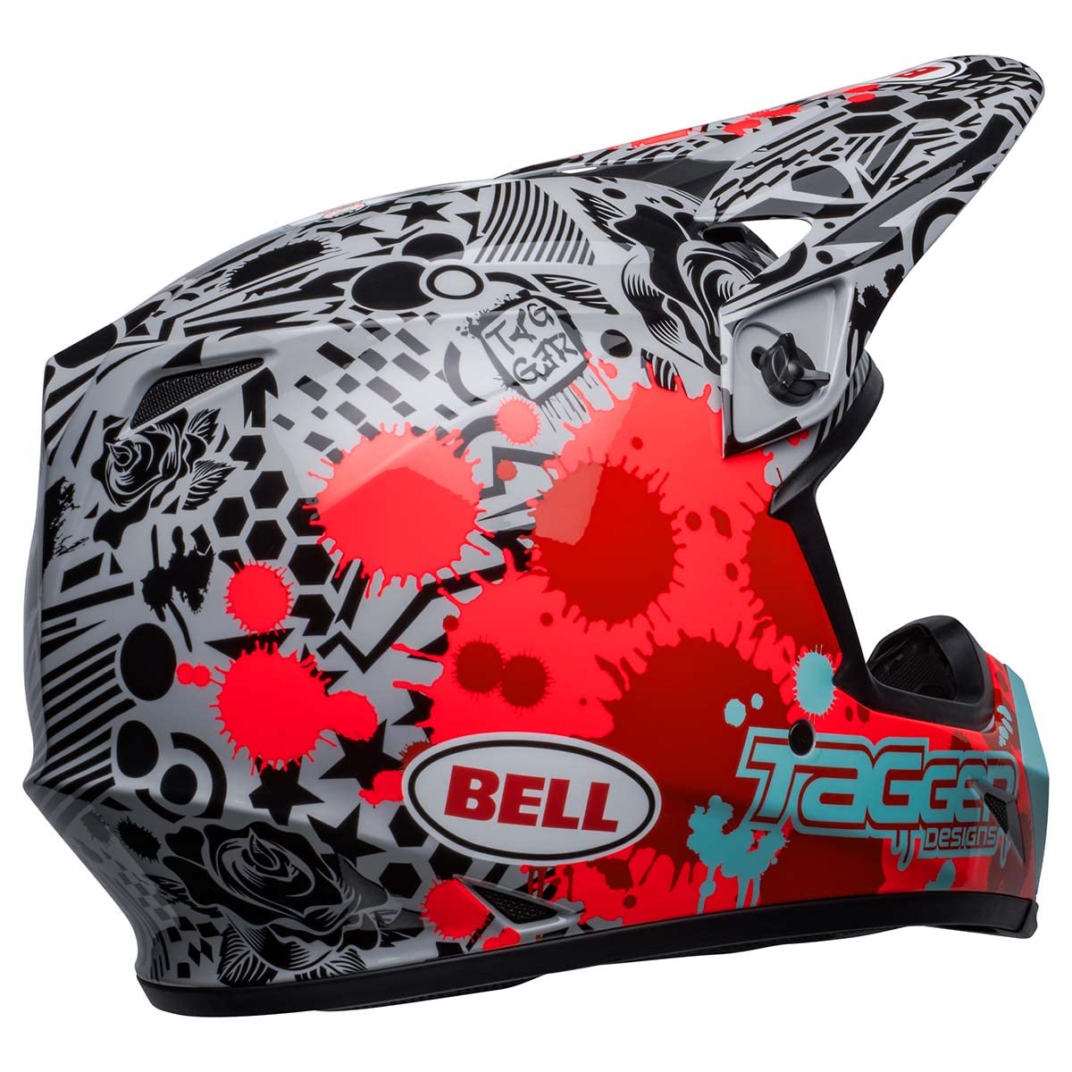 Bell Mx-9 Mips Dirt Helmet (Tagger Splatter Gloss Bright Red/Gray - X-Large)