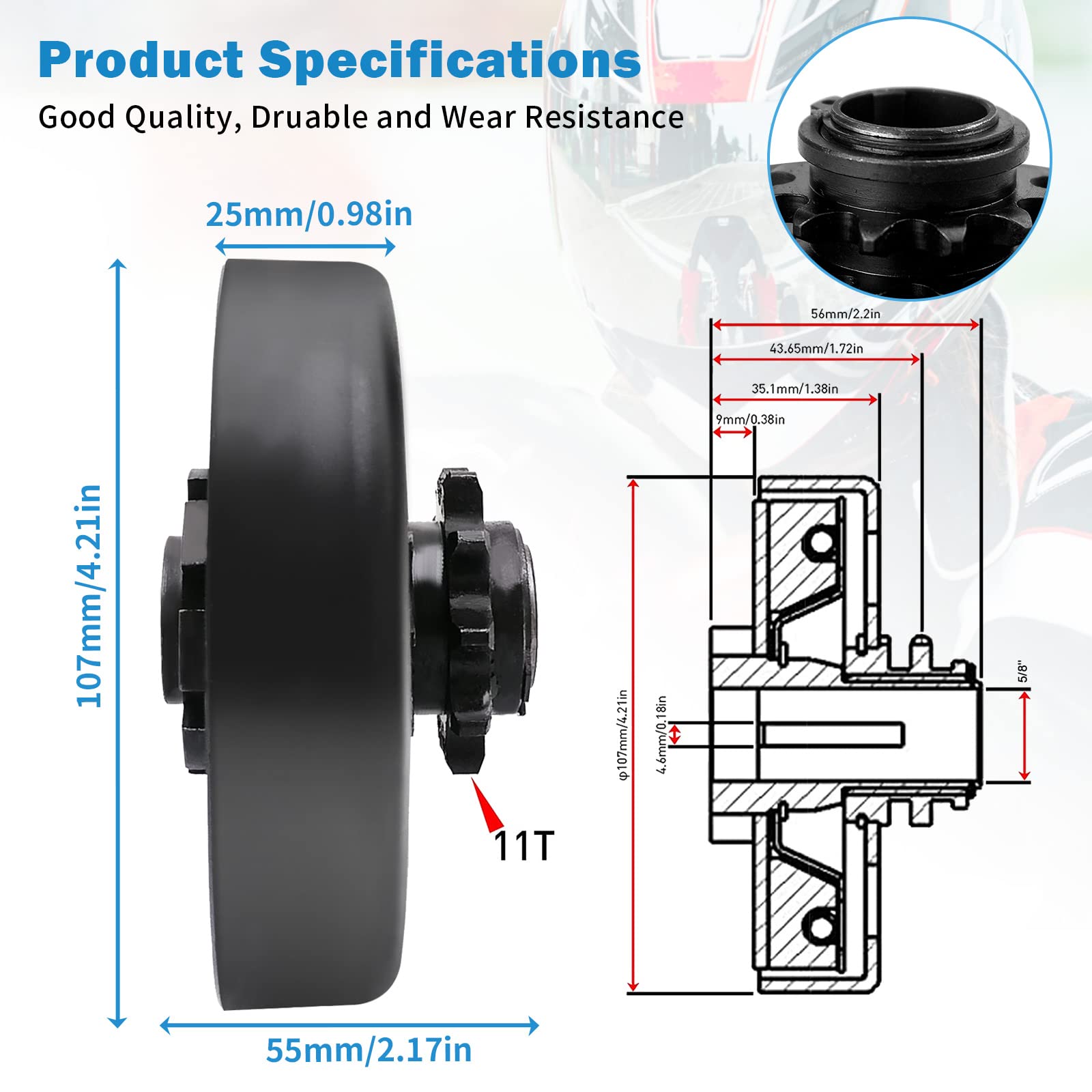 Go Kart Clutch 5/8 Bore 35 Chain 11 Tooth Sprocket for Go Kart Mini Bike