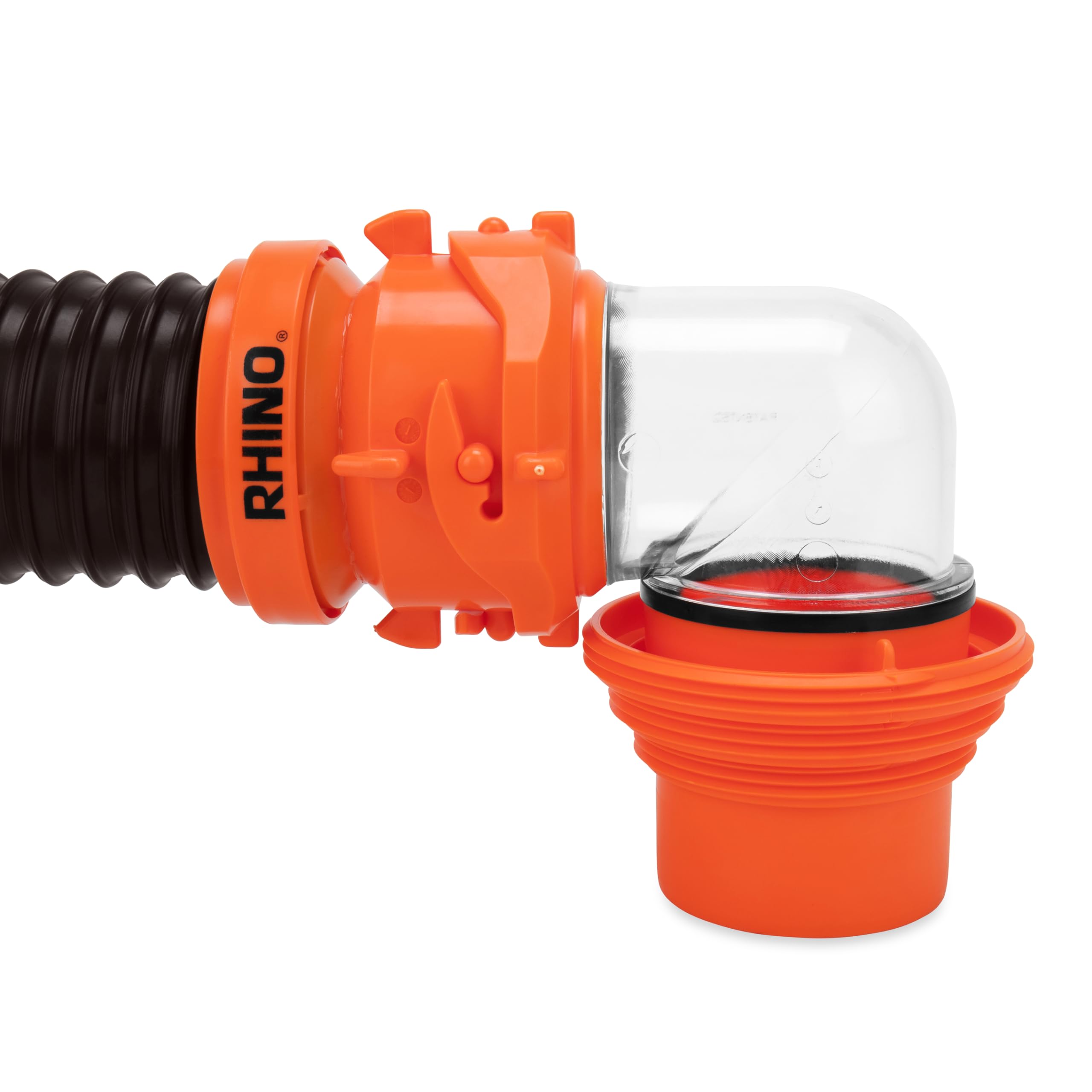 Camco Rhinoflex Tote Tank 3-Foot Sewer Hose Kit | Features A Clear Low-Profile 90-Degree Elbow, Steel Wire Reinforced Polyolefin