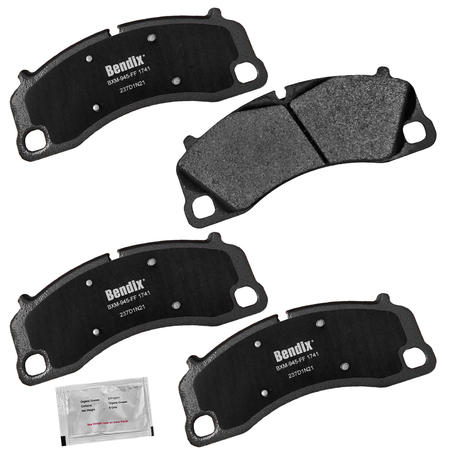 Bendix Priority1 Cfm1741 Semi-Metallic Front Brake Pads For Porsche 718 Cayman 2021-2020, 718 Spyder 2021-2020, 911 2018-2014, 9