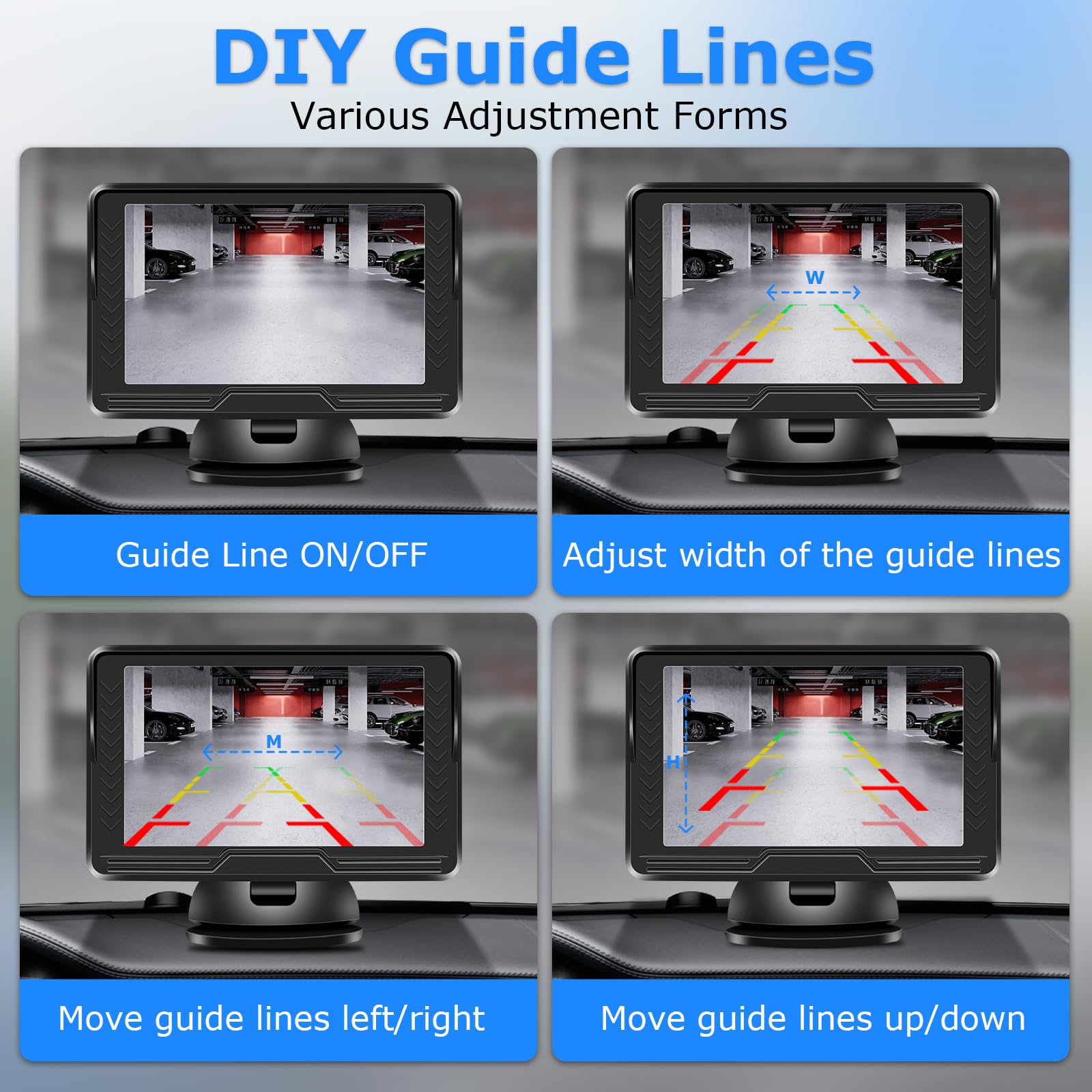 ?6 Led? 1080P Wireless Backup Camera Monitor For Car 5'' Back Up Camera License Plate Reverse Camera Truck Trailer Rv Pickup Diy