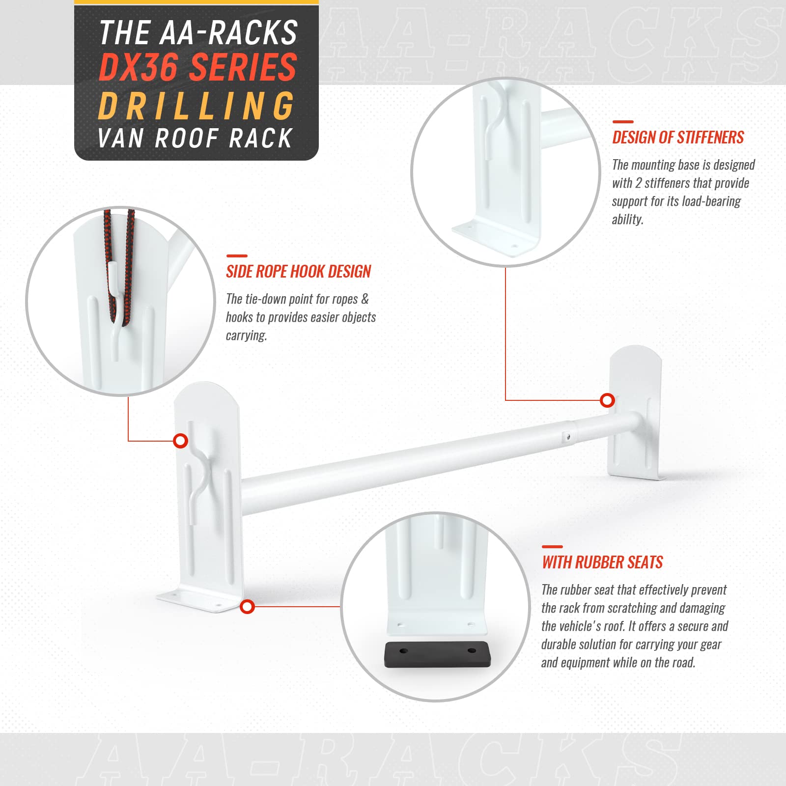 AA-Racks DX36 Steel 2-Bar Utility Ladder Rack for Ford Transit Connect 2008-13 - Matte White