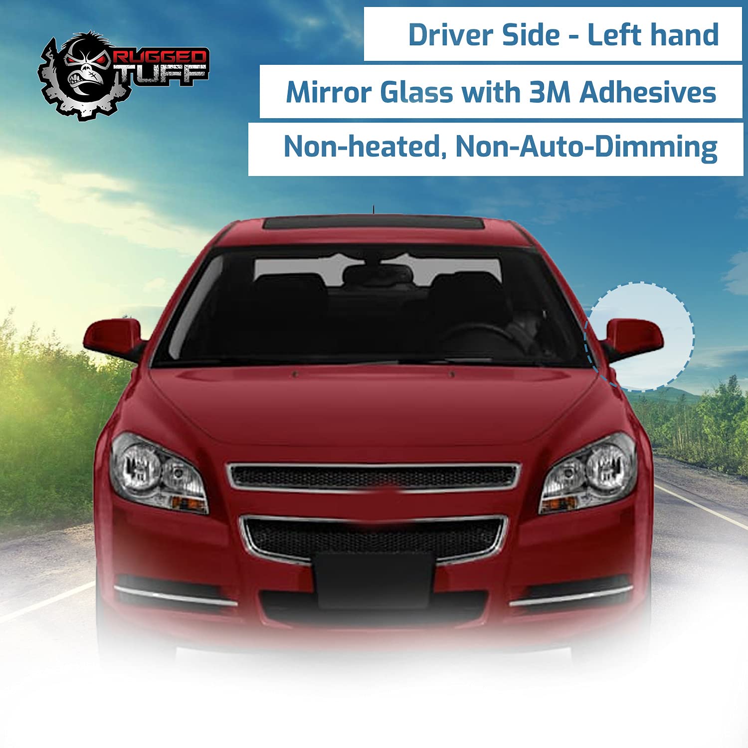 Exactafit 8313L Driver Side Mirror Glass Left Replacement Compatible With 2007-2009 Saturn Aura, 2008-2012 Chevrolet Malibu