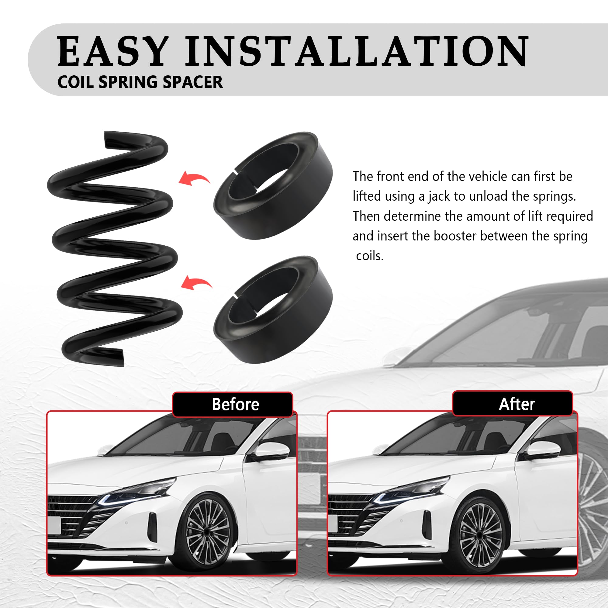 2PCS Coil Spring Spacer for 5-5.5 Inch Car Enhance Spring Rate,Heavy-Duty Coil Spring Booster of Vibration Damping Thick Rubber