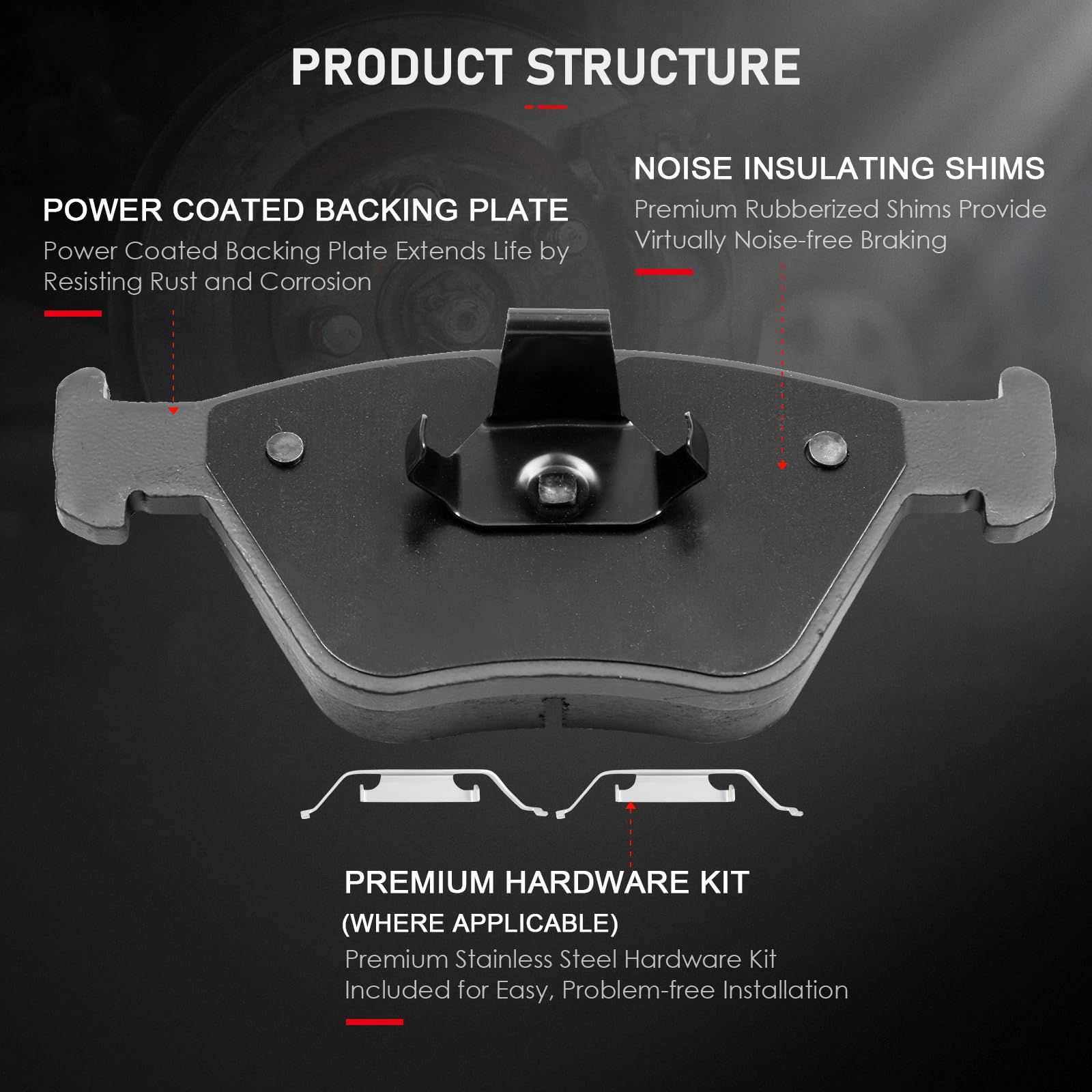 Cciyu Ceramic Front Brake Pad Set Fit For 2001-2006 For Bmw 330Ci,2001-2005 For Bmw 330I,2001-2005 For Bmw 330Xi,2005-2006 For B