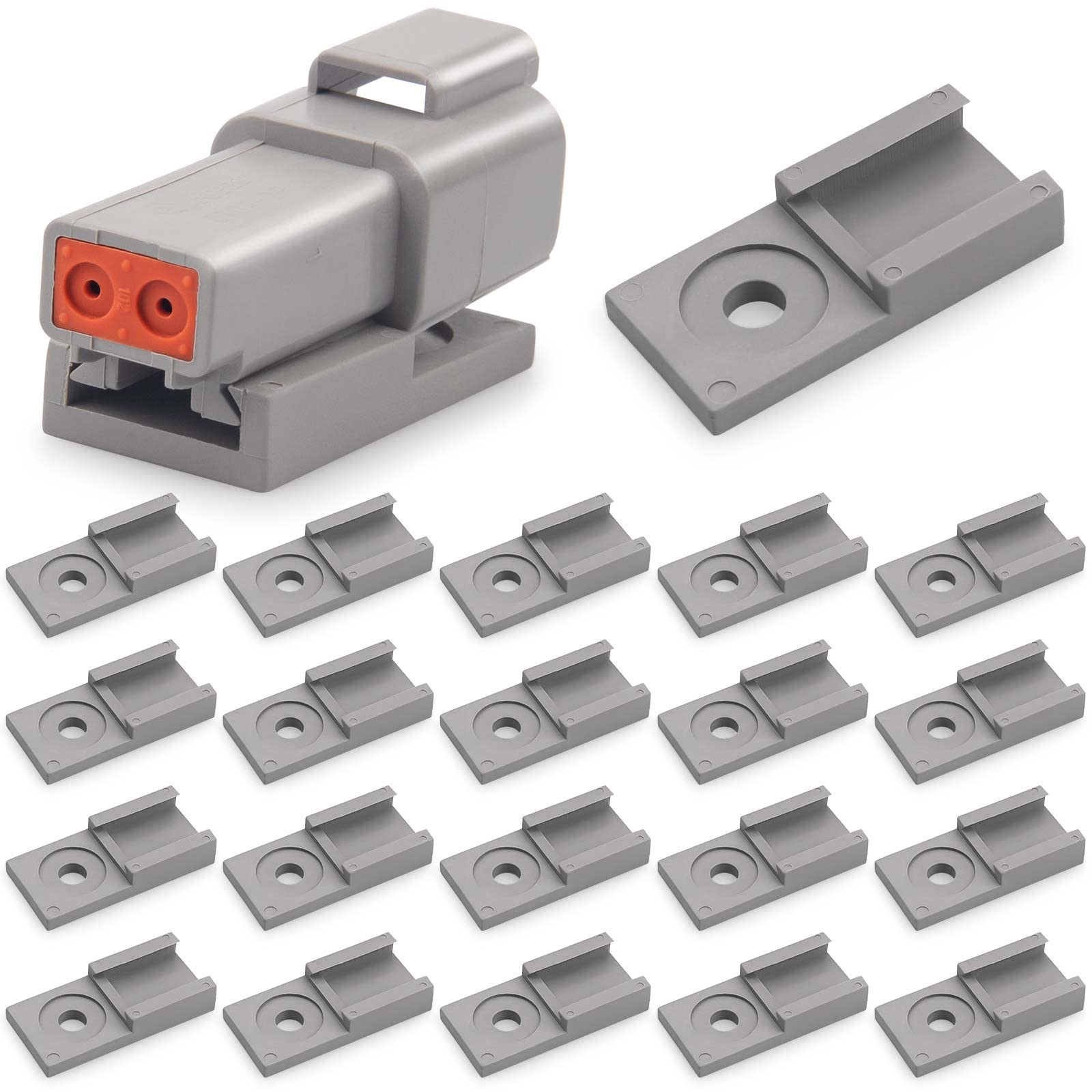 JRready ST6354 Deutsch Circular Connectors Accessories Kit,20 pcs Mounting Clips for Deutsch DTM, DTP, DT DTHD Series Size 2/3/4