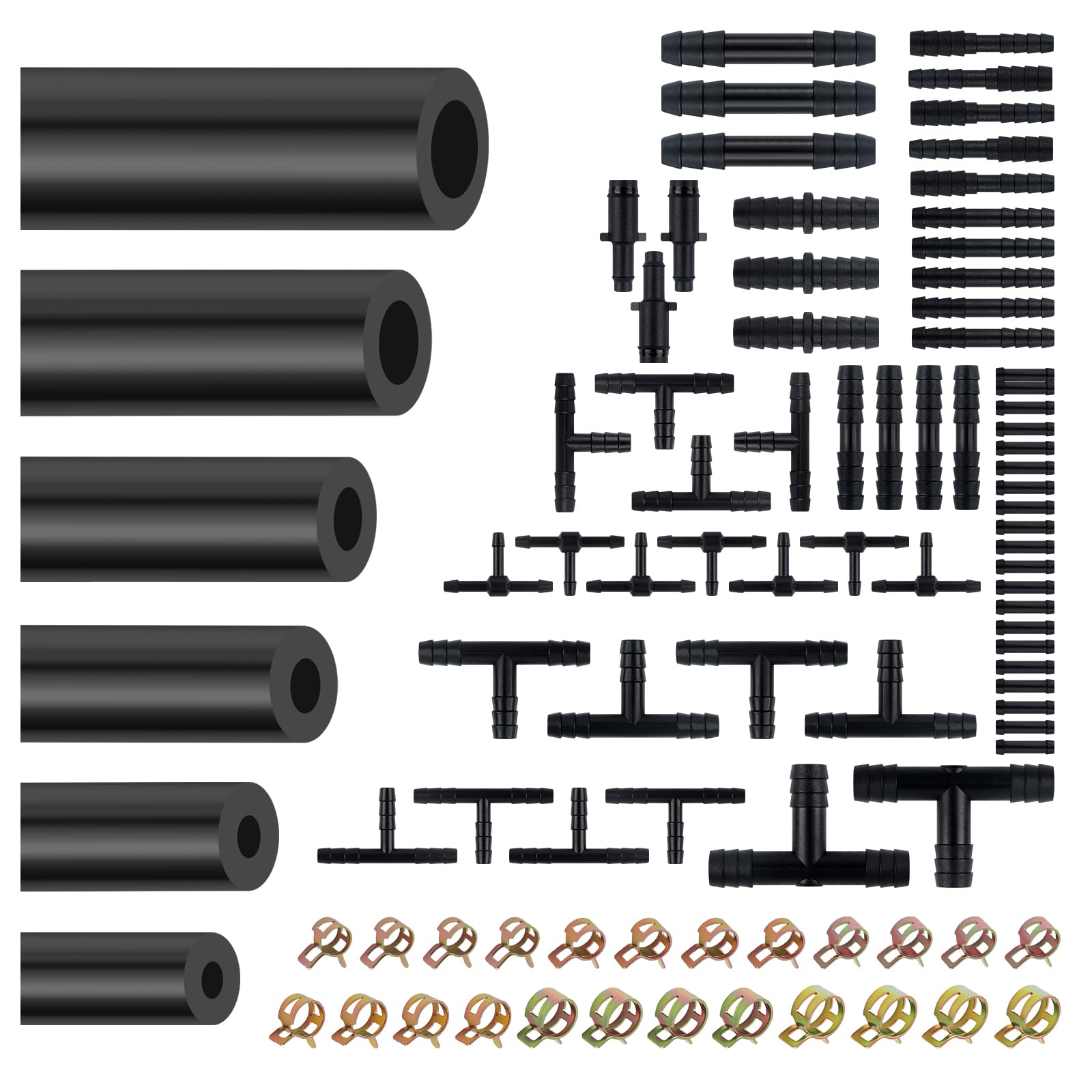 6PCS 5Ft Silicone Vacuum Hose Automotive Set,Vacuum Line Kit Includes ID 1/8 5/32 3/16 1/4 5/16 3/8 Hose & Vacuums Hoses Connect