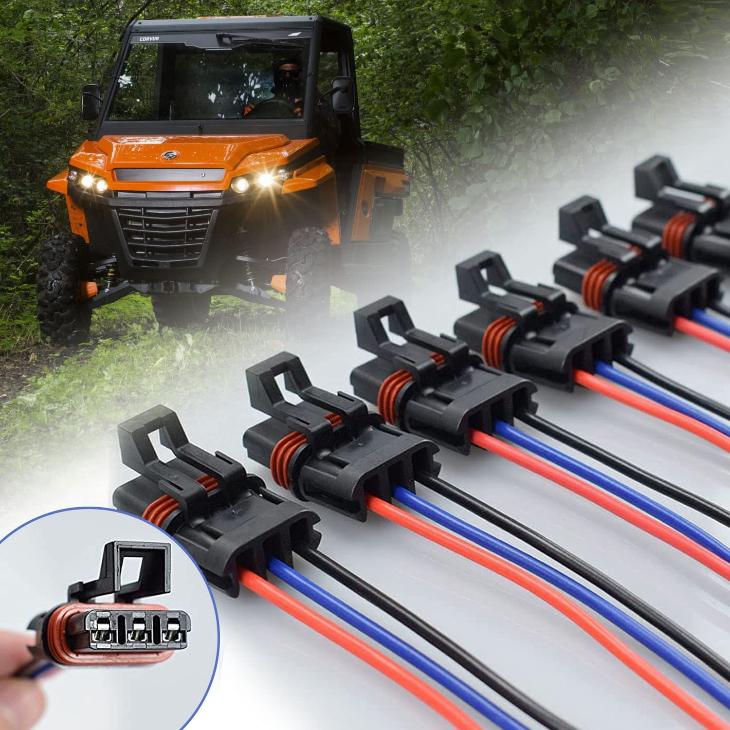 Pulse Bus Bar Power Plug Pigtail Connector For Polaris Ranger Xp 1000 / Rzr/Pro Rs1 General 2018 2019 2020 2021 Pulse Plug Bus Bar Harness Pigtail 3Pcs