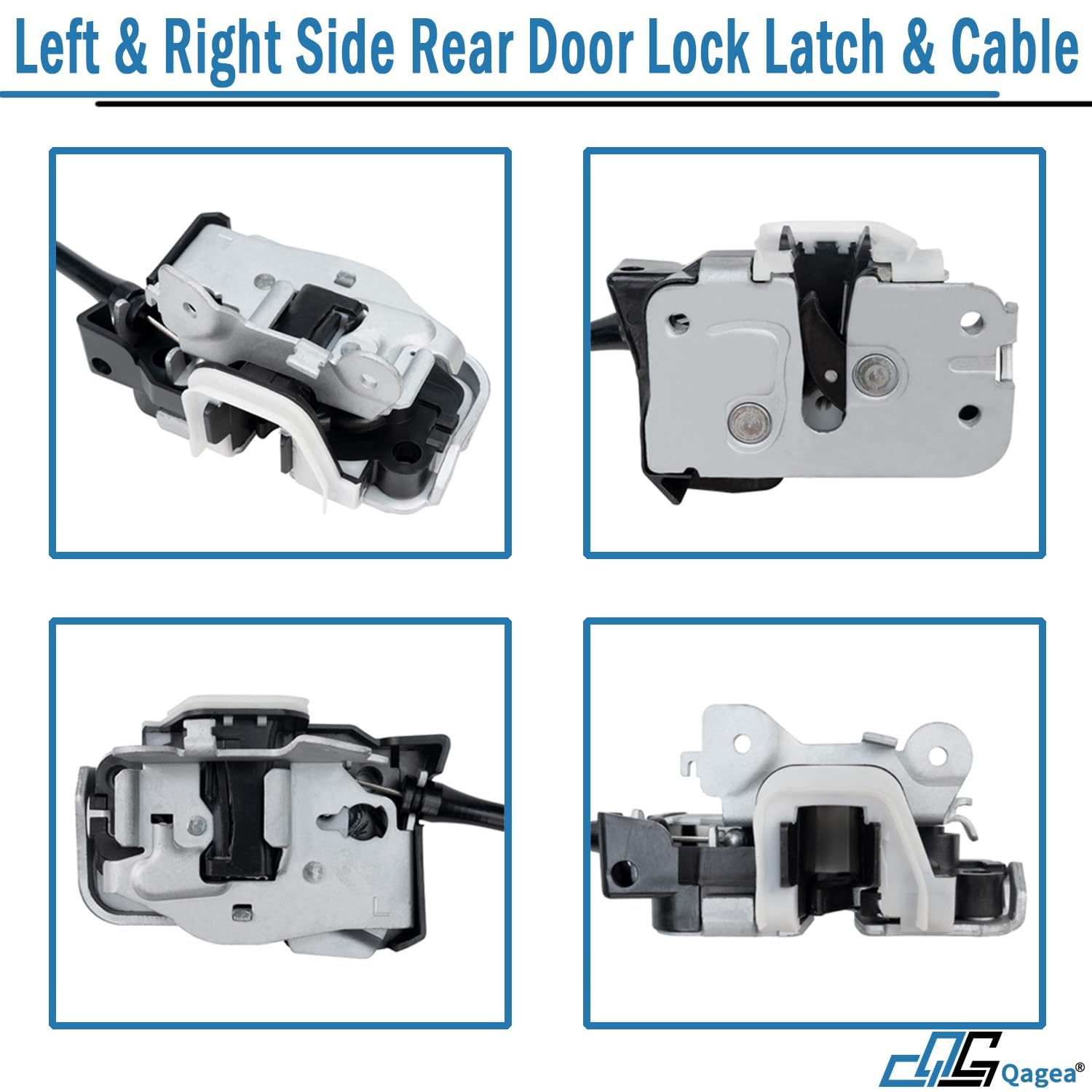 Qagea Rear Door Lock Latch & Cable - Left Driver & Right Passenger Side - Replacement For 99-07 Ford F250 F350 F450 F550 Super D
