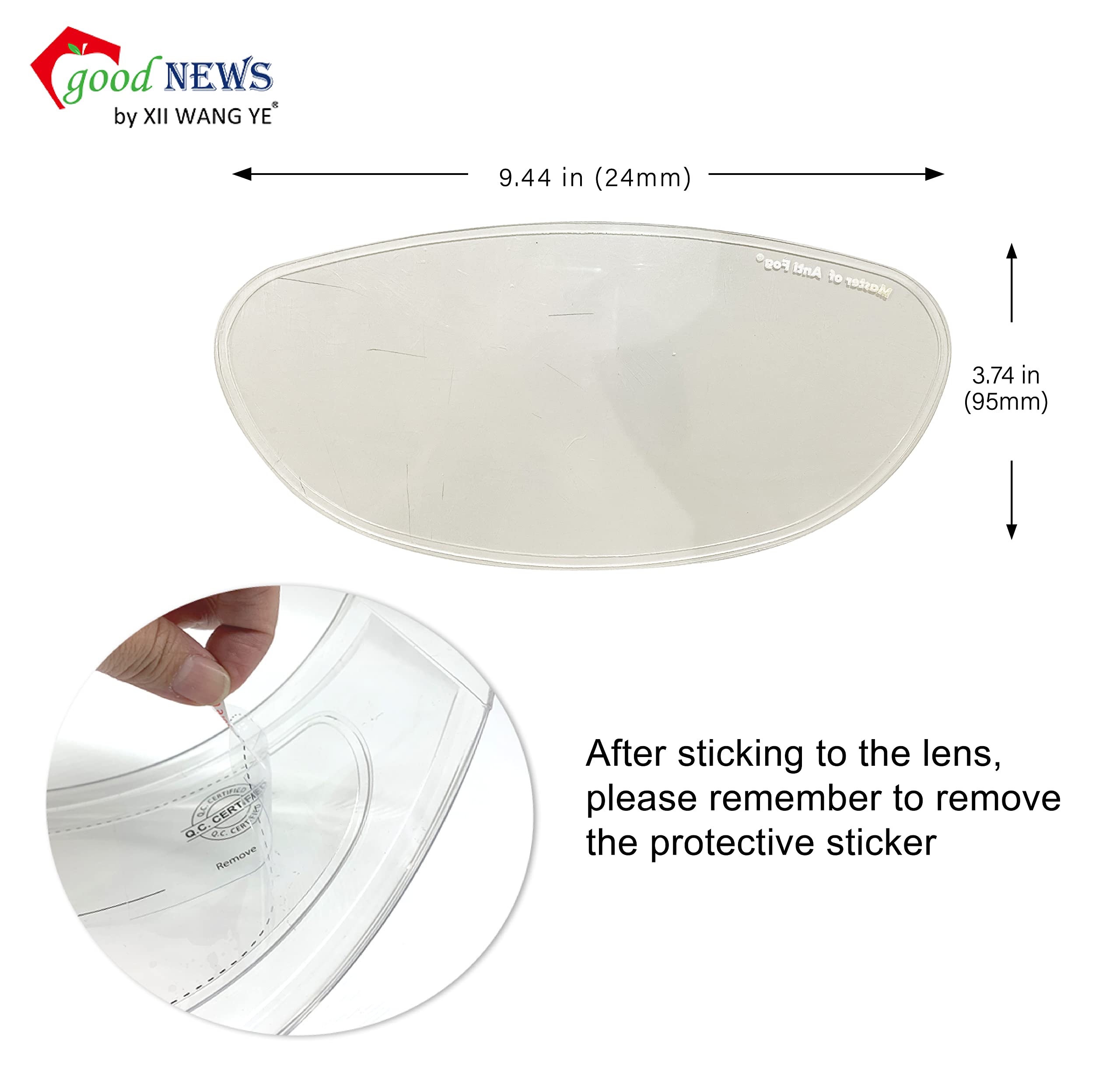 Xii Wy Universal Motorcycle 3/4 Open Face Helmet Shield Anti Fog Film,Clear Visor Lens Insert Fog Resistant Waterproof Sticker