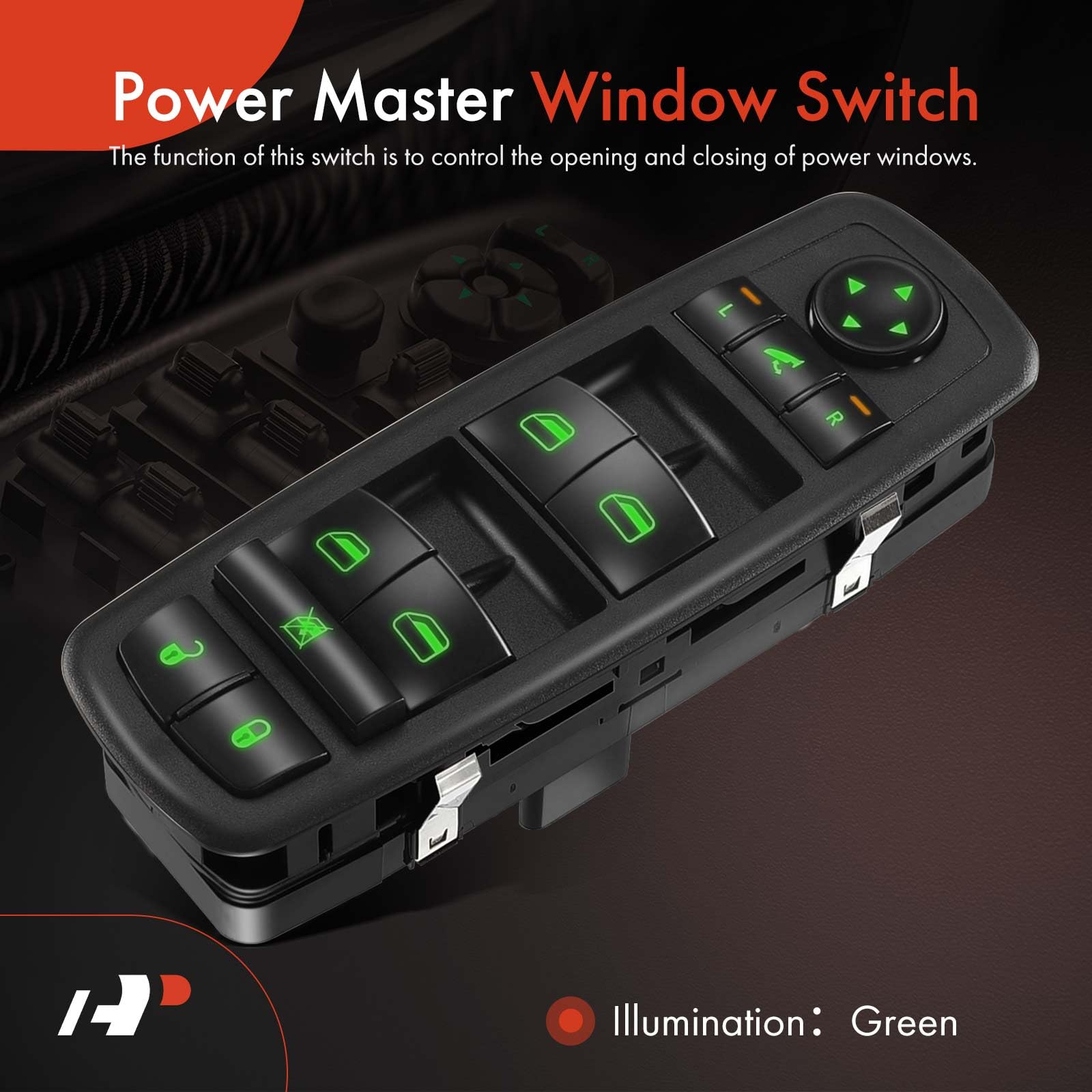 A-Premium Front Driver Side Master Power Window Switch Compatible with Dodge Grand Caravan & Chrysler Town & Country, 2008 2009, Replace# 68029021AA, 68029021AB