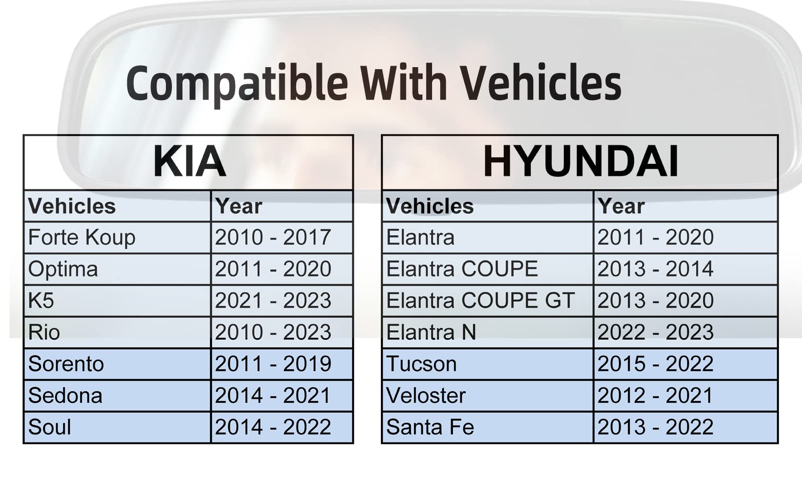Genuine Hyundai & KIA Rear View Mirror, Interior Rear Mirror, Rearview Mirror, OEM Bracket Compatible With 2010-2022 KIA Forte K