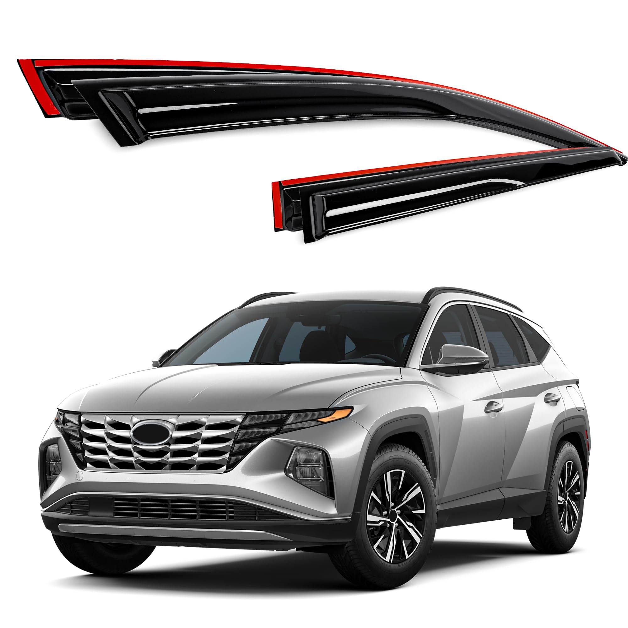 AUXKO Rain Guards for Hyundai Tucson 2025-2022, Tucson Window Vent Visor Accessory - Shatterproof Sun Smoke Rain Guard Window Vi