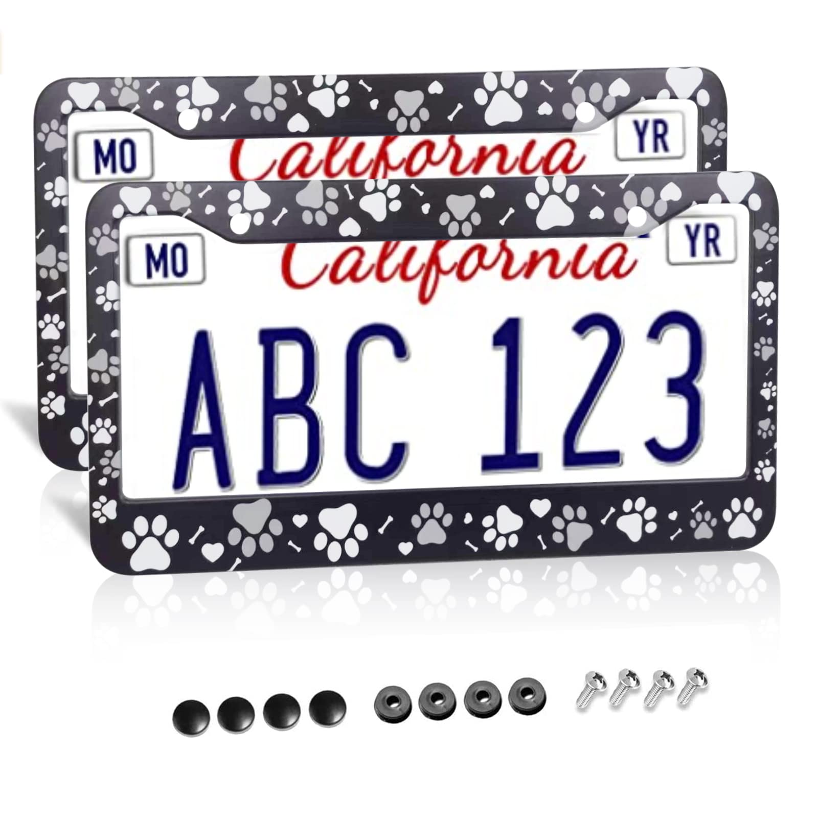Dog Paw License Plate Frames,Paw License Plate Frames,paw Print License Plate Covers Cat Paw Print Car Tag Frame Holder Stainles