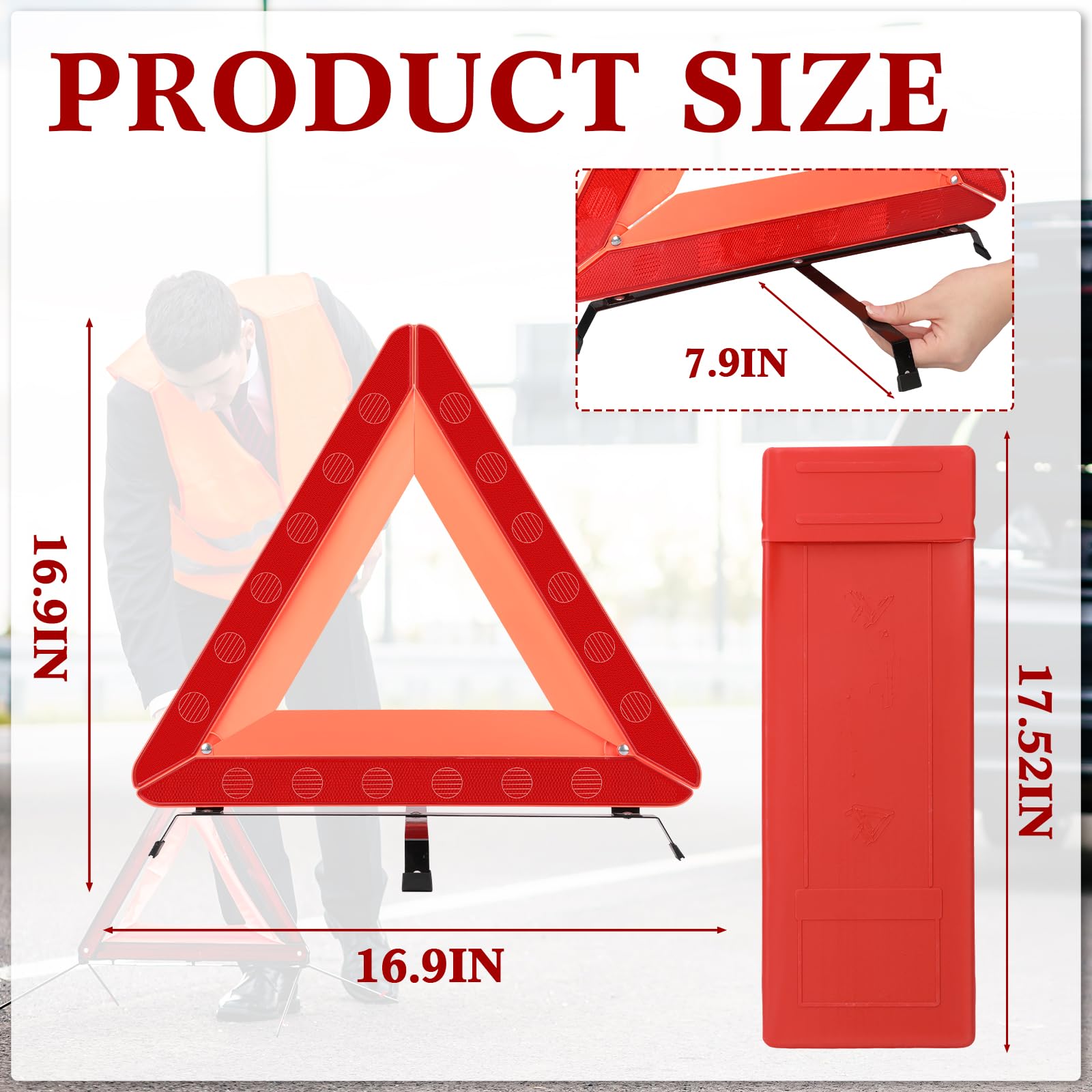 Kanayu Warning Triangles for Vehicles Safety Triangles Foldable Roadside Emergency Kit Emergency Triangle Reflective Triangles w
