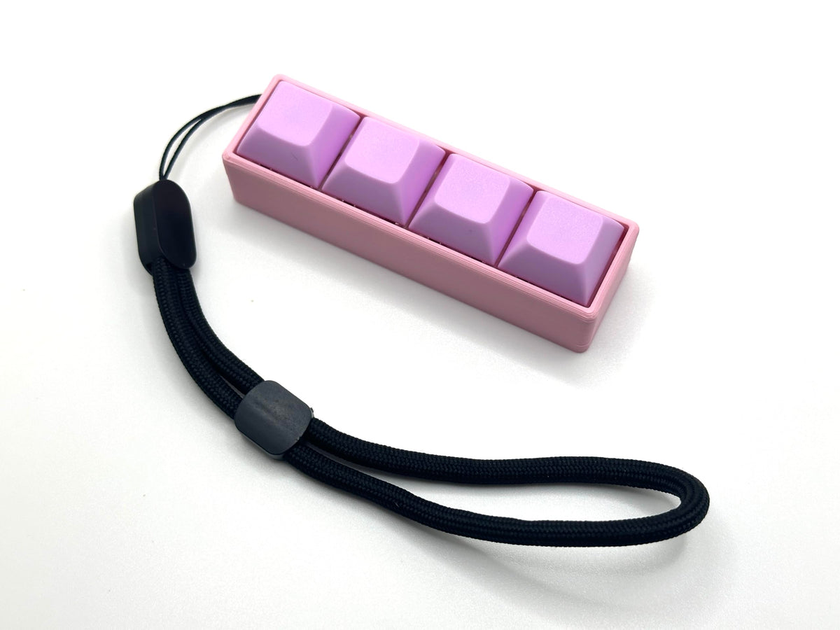 Four-Button Clicky Mechanical Switch Fidget Toy | Stim Toy, Stress Relief, Adhd (Pink Base, Light Purple Keycaps)