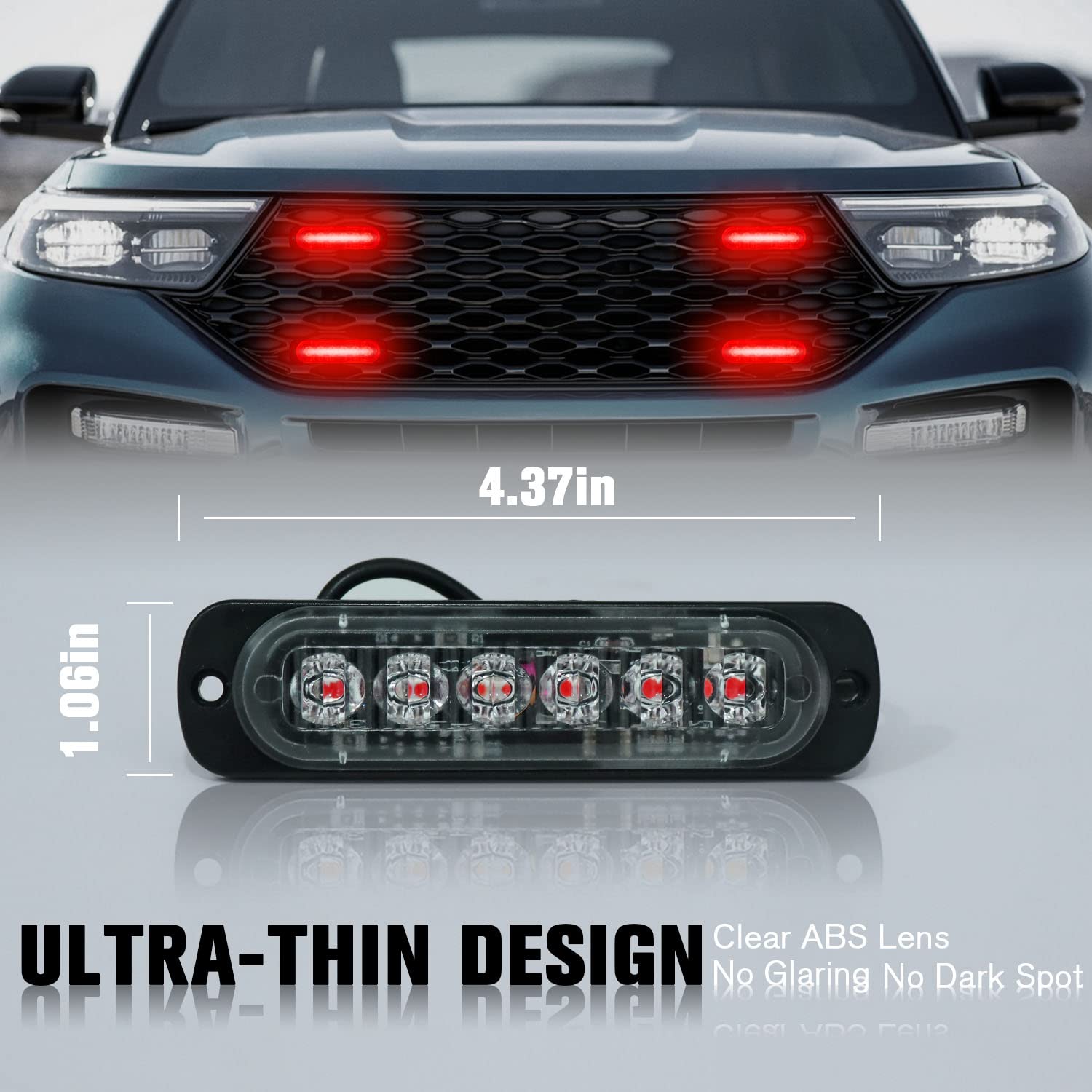 Dibms Led Emergency Strobe Lights Bar 8X Red 6 Led Strobe Warning Emergency Flashing Light Caution Construction Hazard Light Bar
