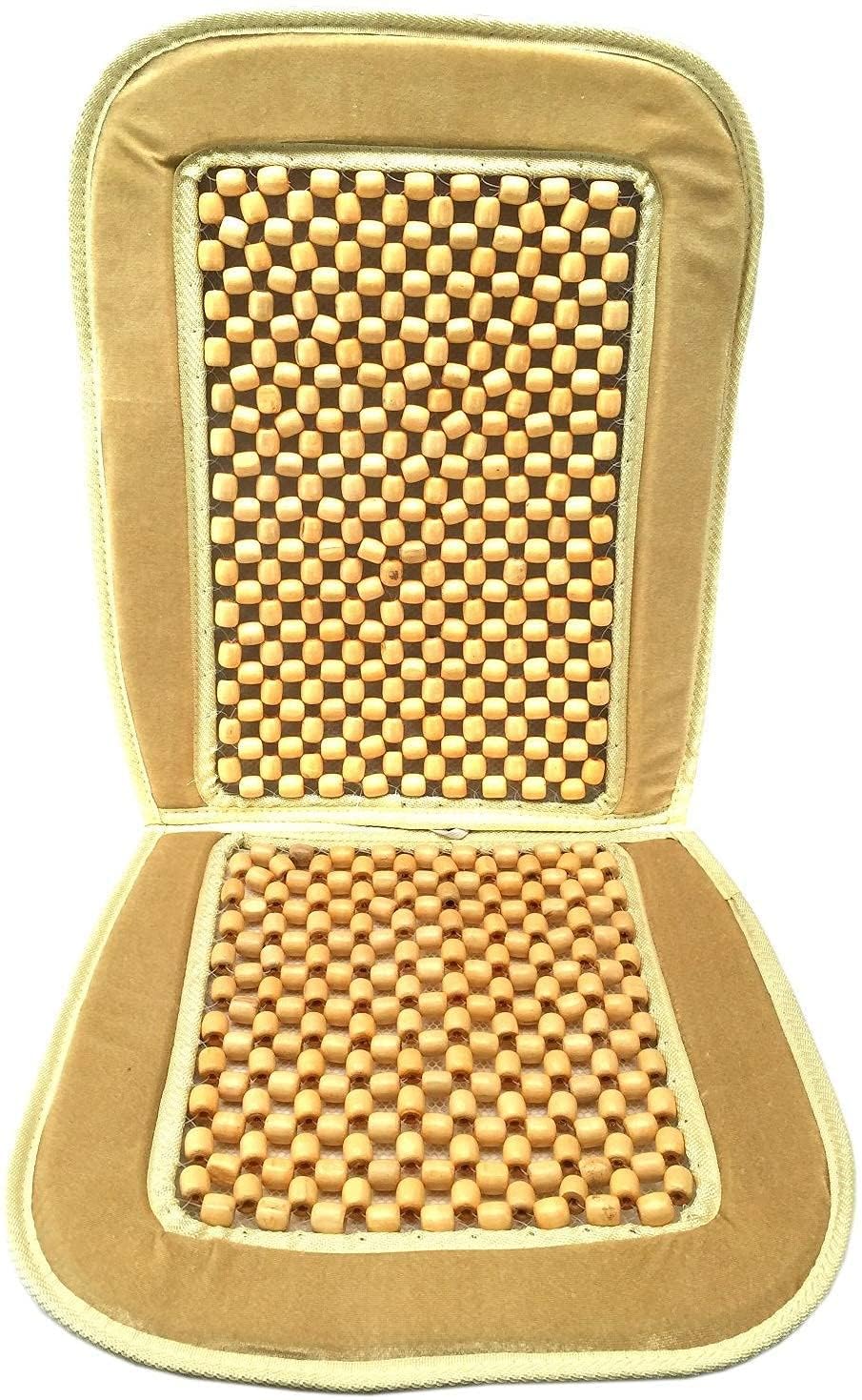 Kozdiko Car Wooden Bead Seat Cover with Velvet Fabric in Beige Colour (Pack of  1) Compatible with Maruti Suzuki SCross