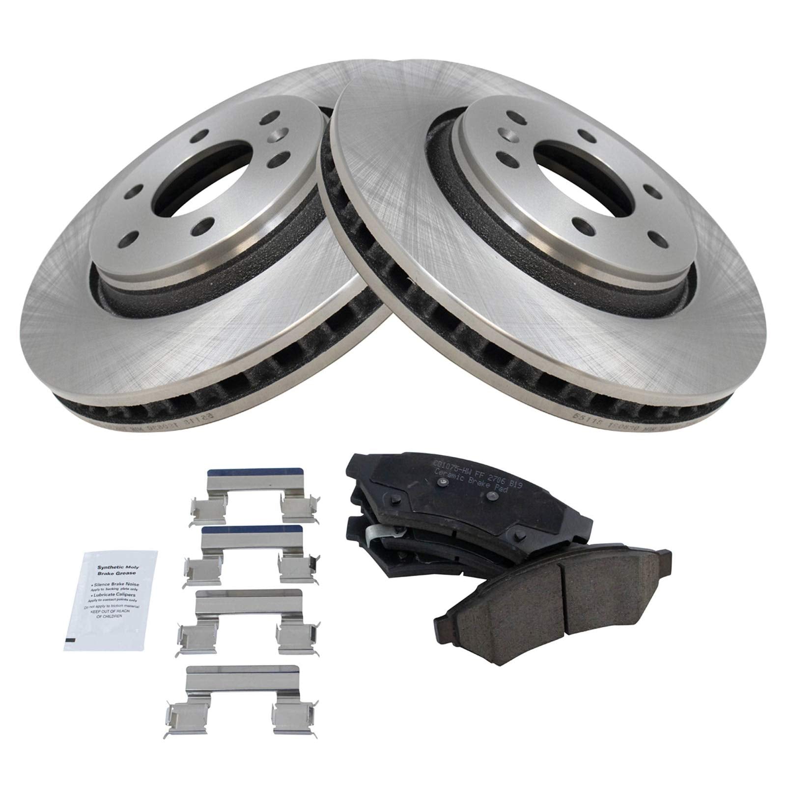 Trq Front Brake Pad & Rotor Kit Brake Pads Brake Rotor Ceramic Compatible With 2006-2007 Buick Terraza 2006-2008 Chevrolet Uplan