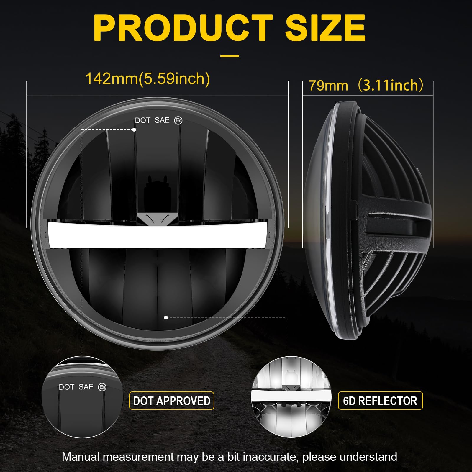 4Pcs 5.75 Inch Round Led Headlights Dot Approved Sealed Beam 45W 5-3/4' Hi/Lo Beam Drl Headlamp Replacement For Chevelle/Firebird/Corvette/Pontiac/Coronet/Semi/Impala/Thunderbird, H5006