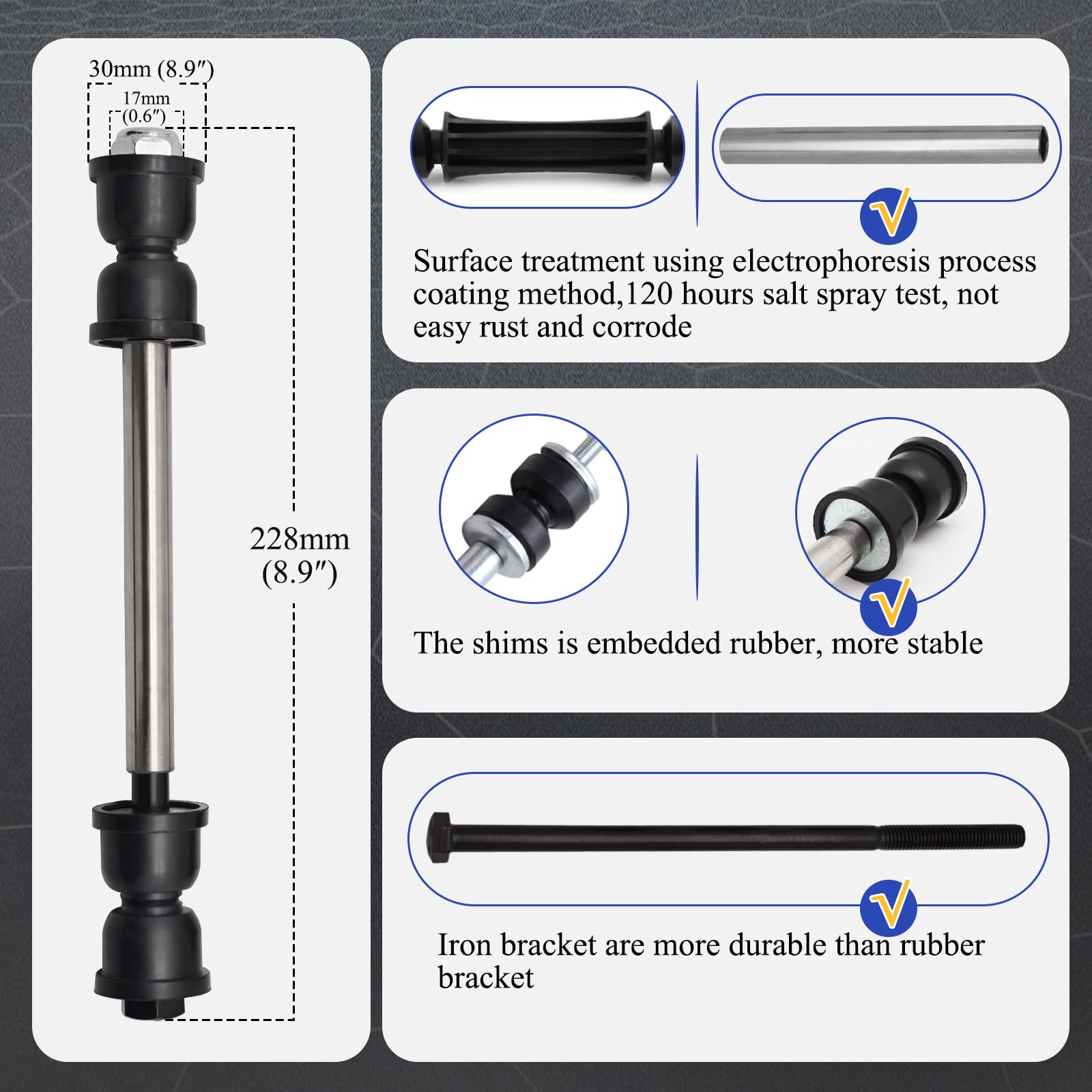 K80631 Front Stabilizer Sway Bar End Links For Chevy Silverado Tahoe Avalanche Express/Gmc Sierra Yukon/Cadillac Escalade K70053