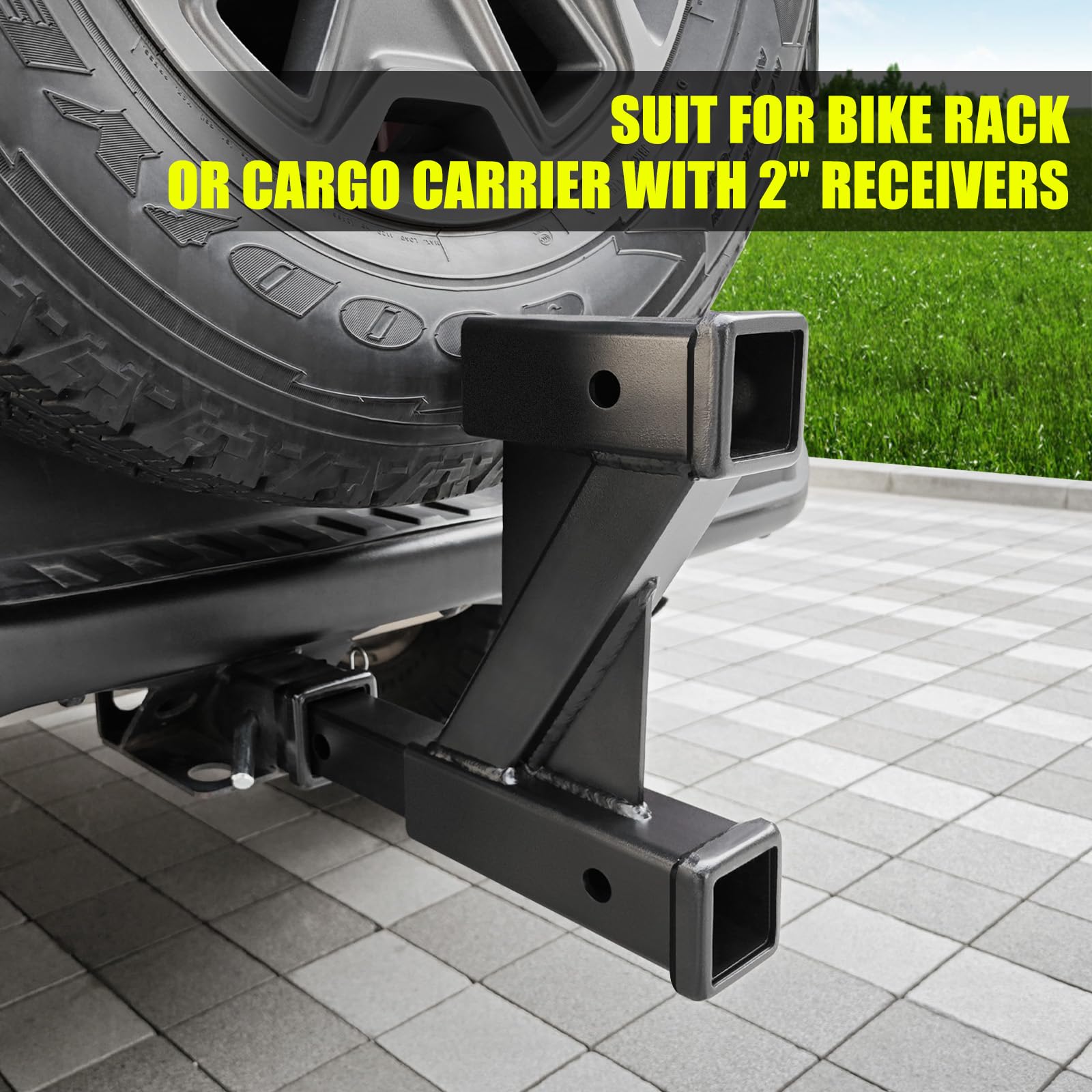 Kairay Double Hitch Receiver, 2 Inch Trailer Dual Hitch Extension Riser, Hitch Adapter Fits For 2 Inch Receiver Extender To 10 I