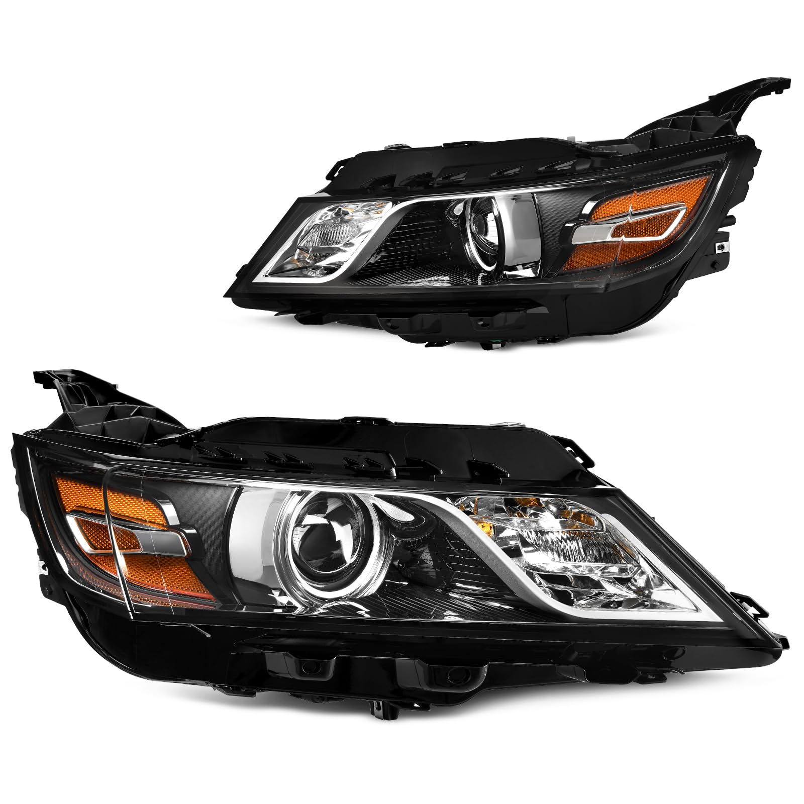 Dwvo Headlights Assembly Compatible With 2014-2020 Chevy Impala Projector Headlamp With Bulbs Halogen Model Black Housing Amber