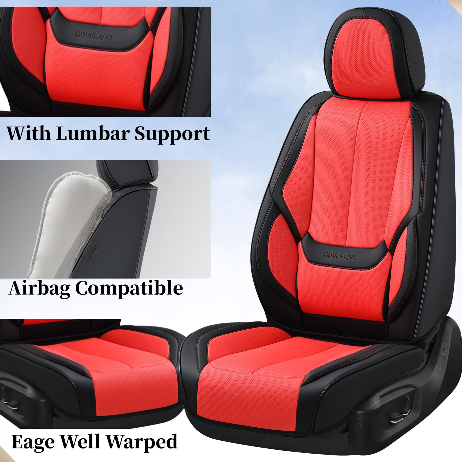 Coverado Car Seat Covers Full Set, Seat Covers For Cars, Car Seat Cover, Car Seat Protector Waterproof, Nappa Car Seat Cushion,