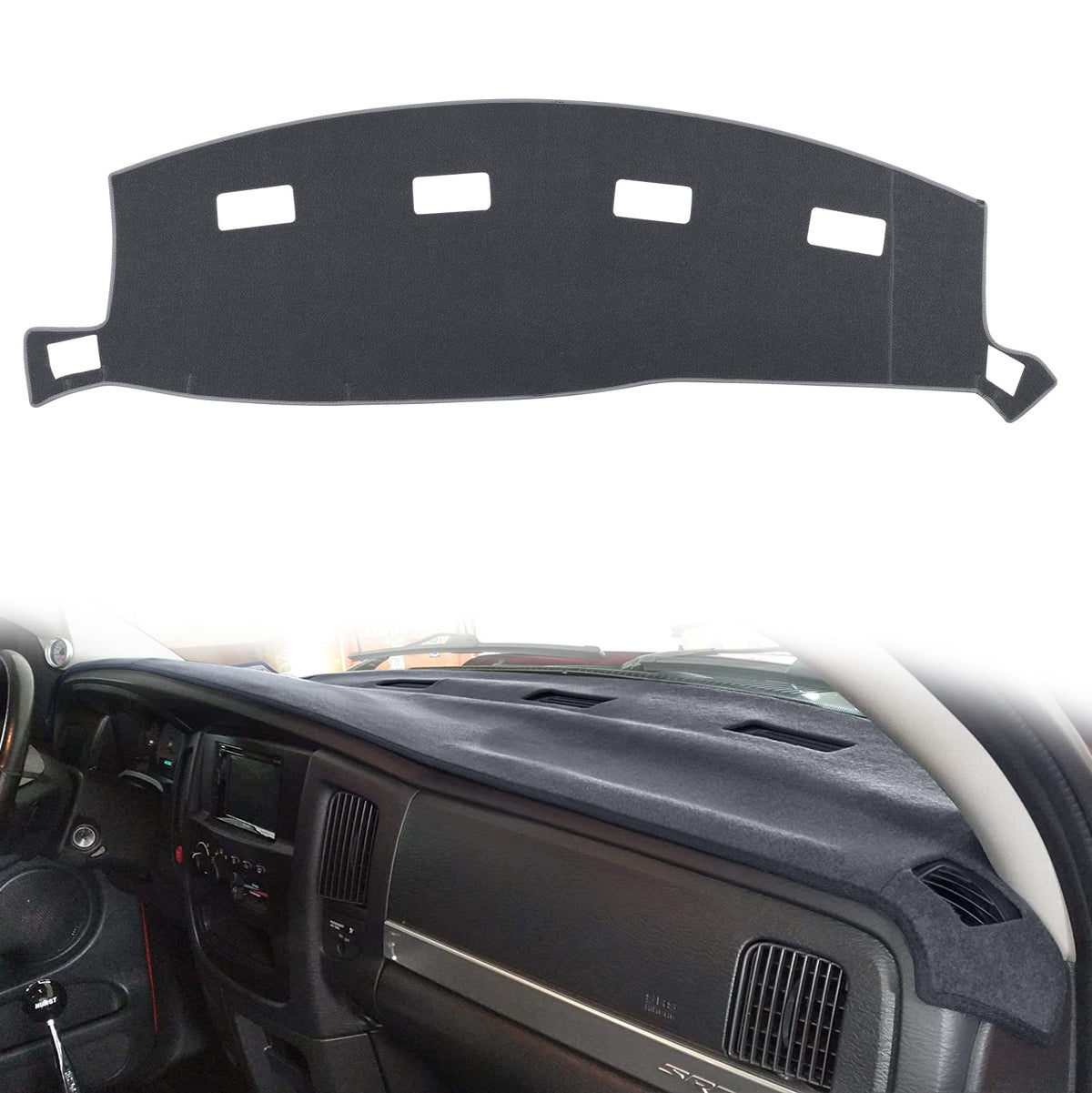 Hanlanka Dashboard Cover Dash Cover Mat Compatible With Dodge Ram 1500 2002-2005,2500/3500 2003-2005(Gray)