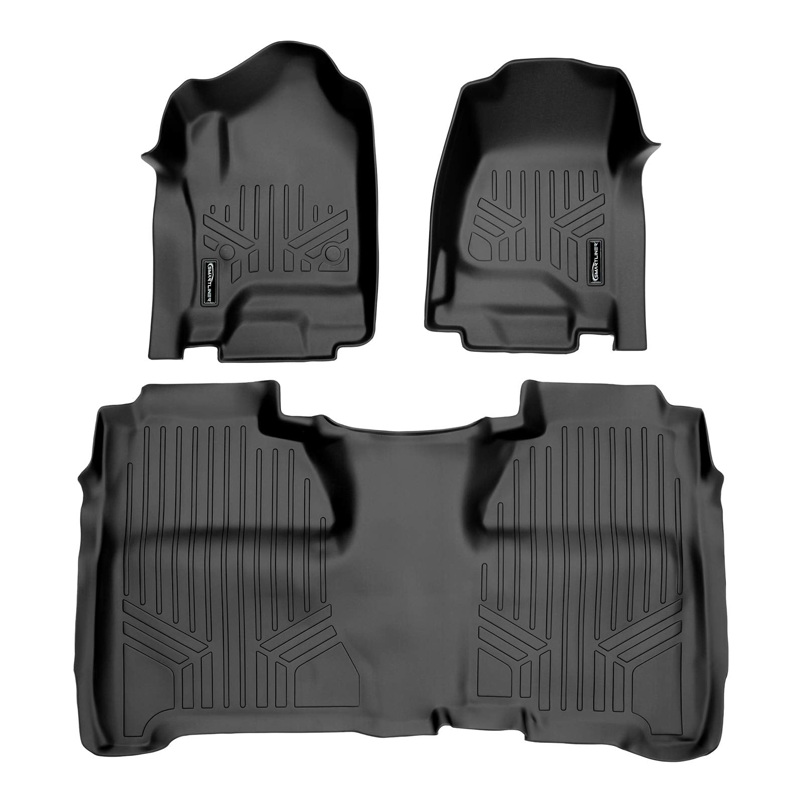 Smartliner Custom Fit Floor Mats 2 Row Liner Set Black Compatible With Crew Cab 2014-2018 Silverado/Sierra 1500-2015-2019 2500/3