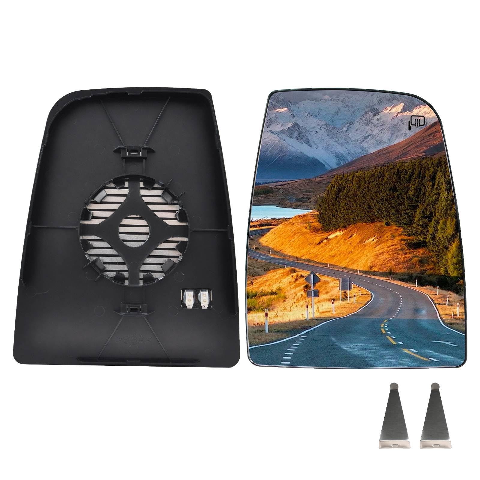 Top-Max Passenger Right Side Upper Mirror Glass Replacement For Ford Transit 150 250 350 Mk8 2014-2023 With Heated And 2 Metal C