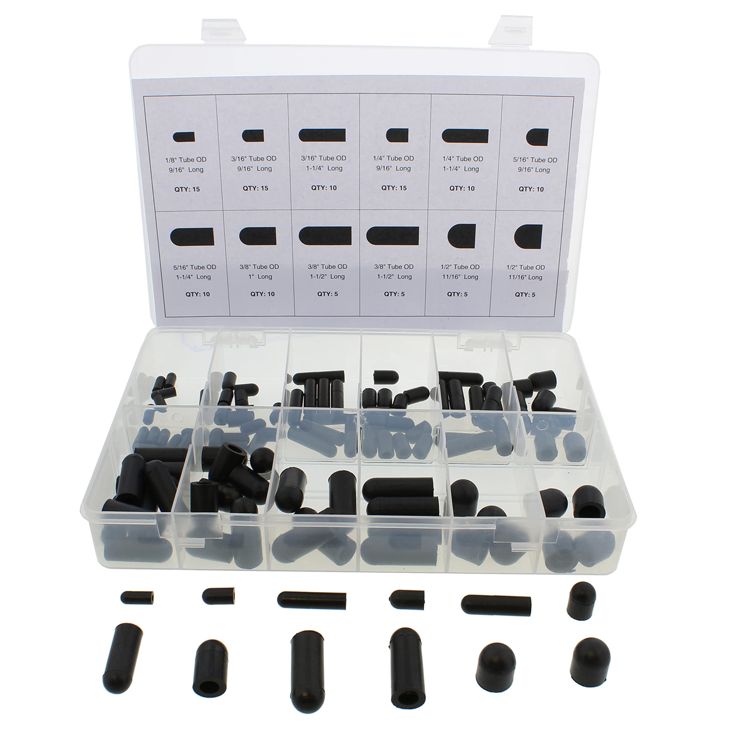 ABN Rubber Vacuum Cap 115Piece Assortment Set  Automotive Carb Line & Hose Caps Kit for Carburetor, Manifold, & More