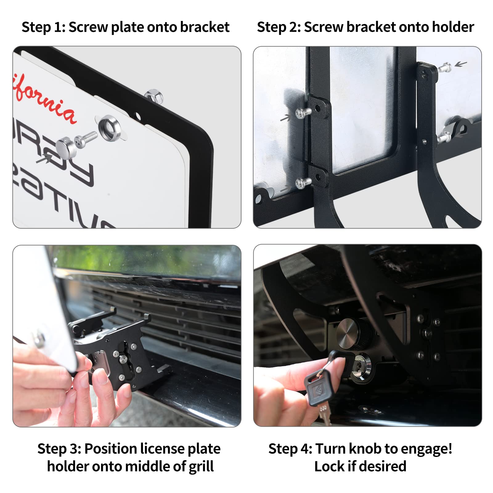 The Original Lockable License Plate Holder For 2020-2023 Tesla Model Y, Front License Plate Bracket Mounting Kit With Anti-Theft