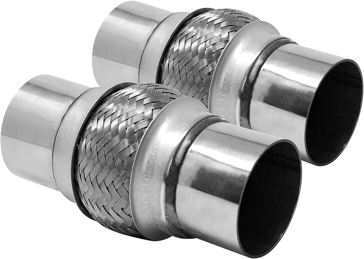 Rp Remarkable Power, Rk7544-2.5'' X 4'' Heavy Duty Stainless Steel Exhaust Flex Pipe 8'' Ol 2 Pack