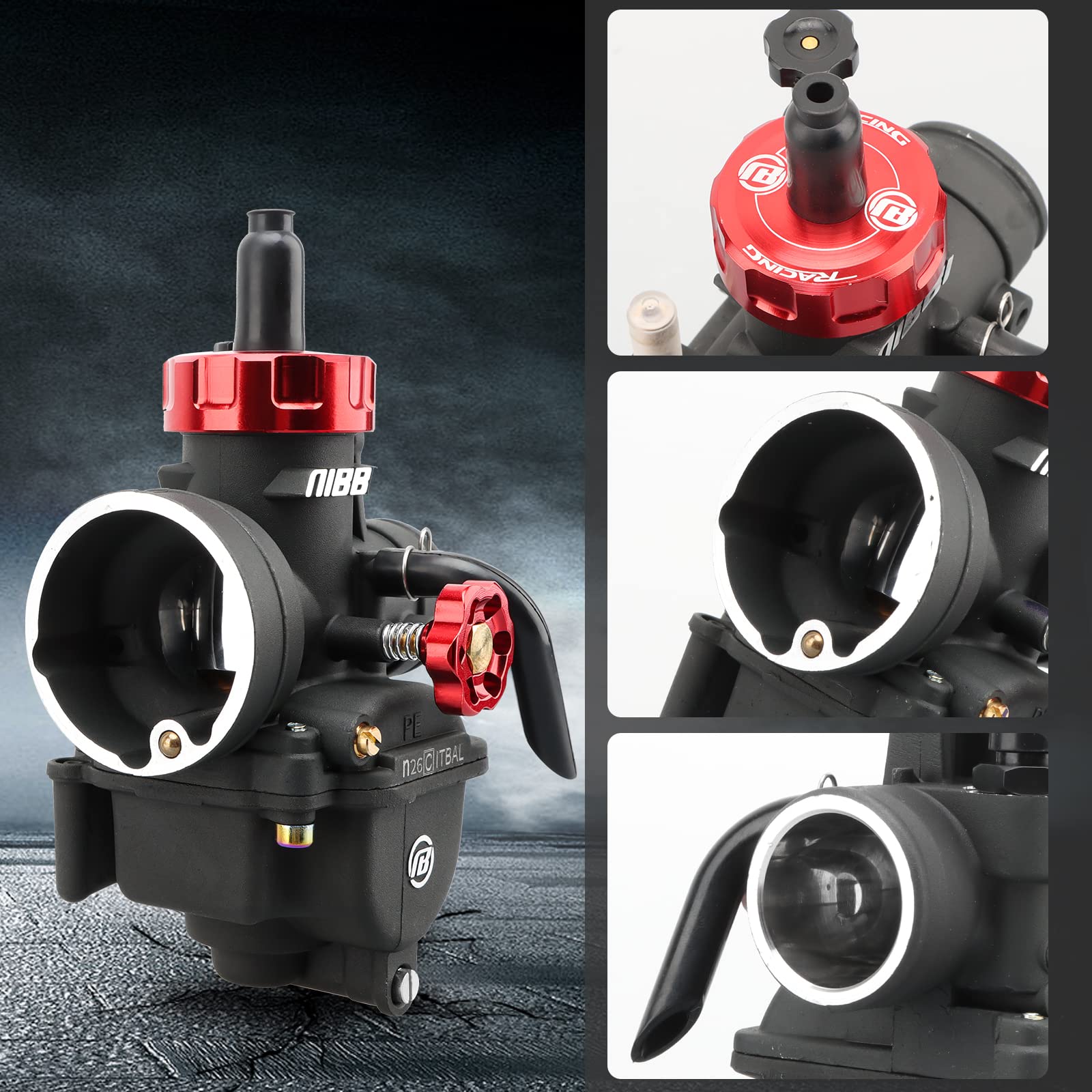 Nibbi 26Mm Carburetor With Carb Jets For 4 Stroke 150Cc-200Cc Engines Motorcycle, Fit For Yamaha Blaster 200 Honda Apollo Dirt B